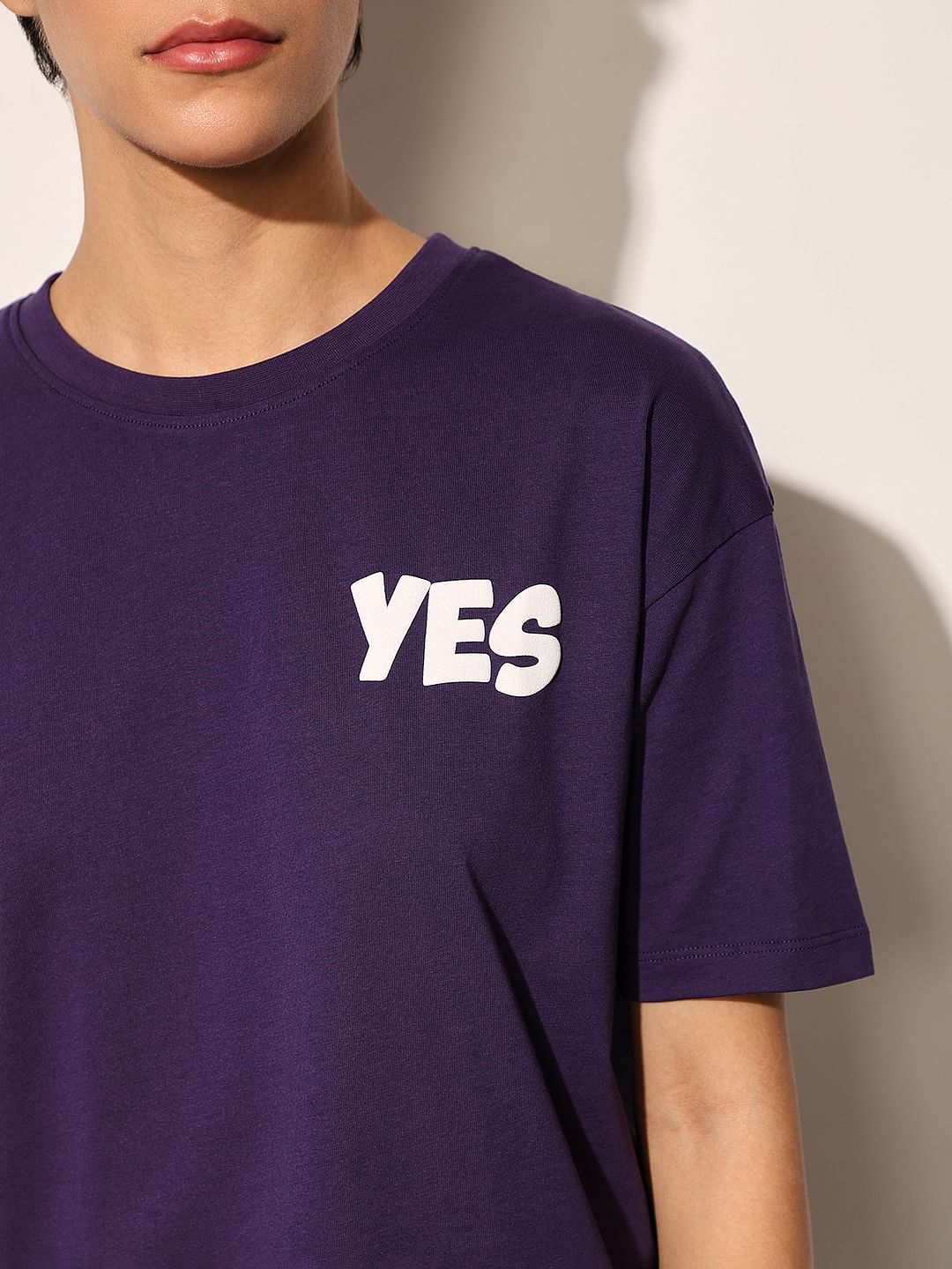 Purple Printed Cotton T-Shirt