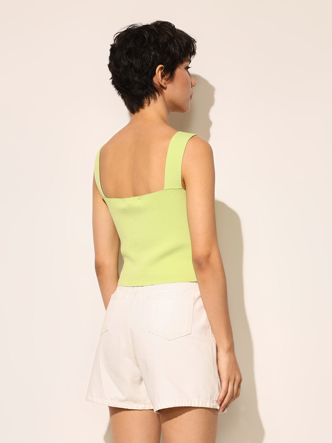 Green Embellished Knit Top