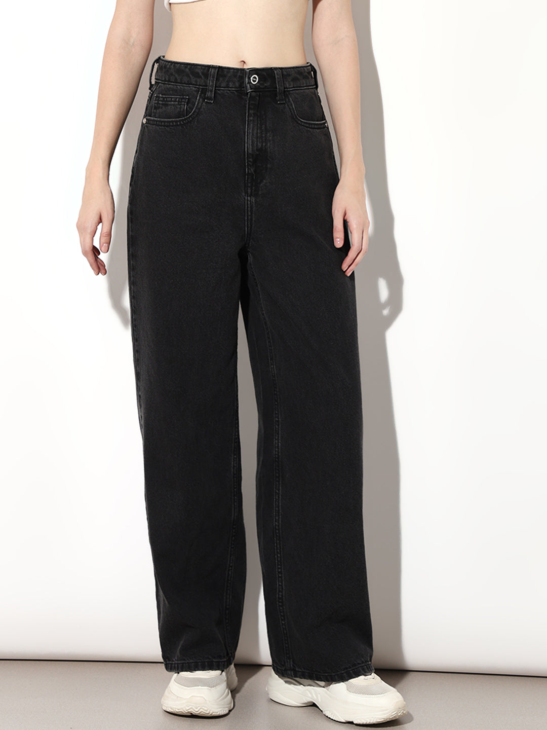 ONLY Black High Rise Straight Fit Jeans