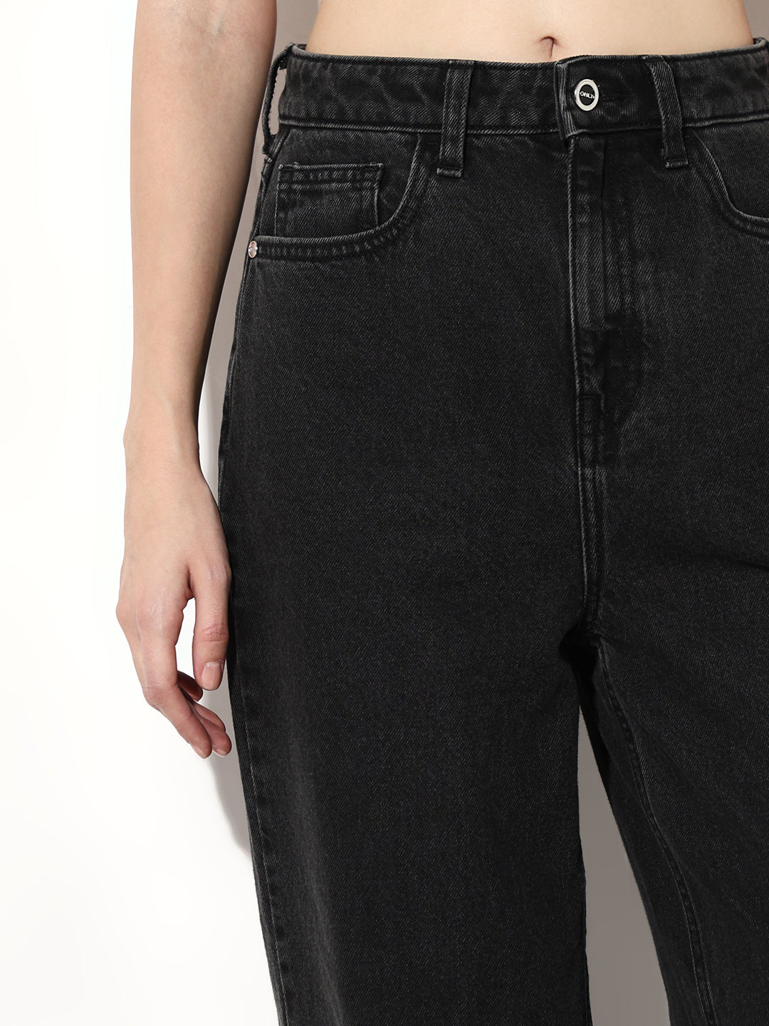 ONLY Black High Rise Straight Fit Jeans