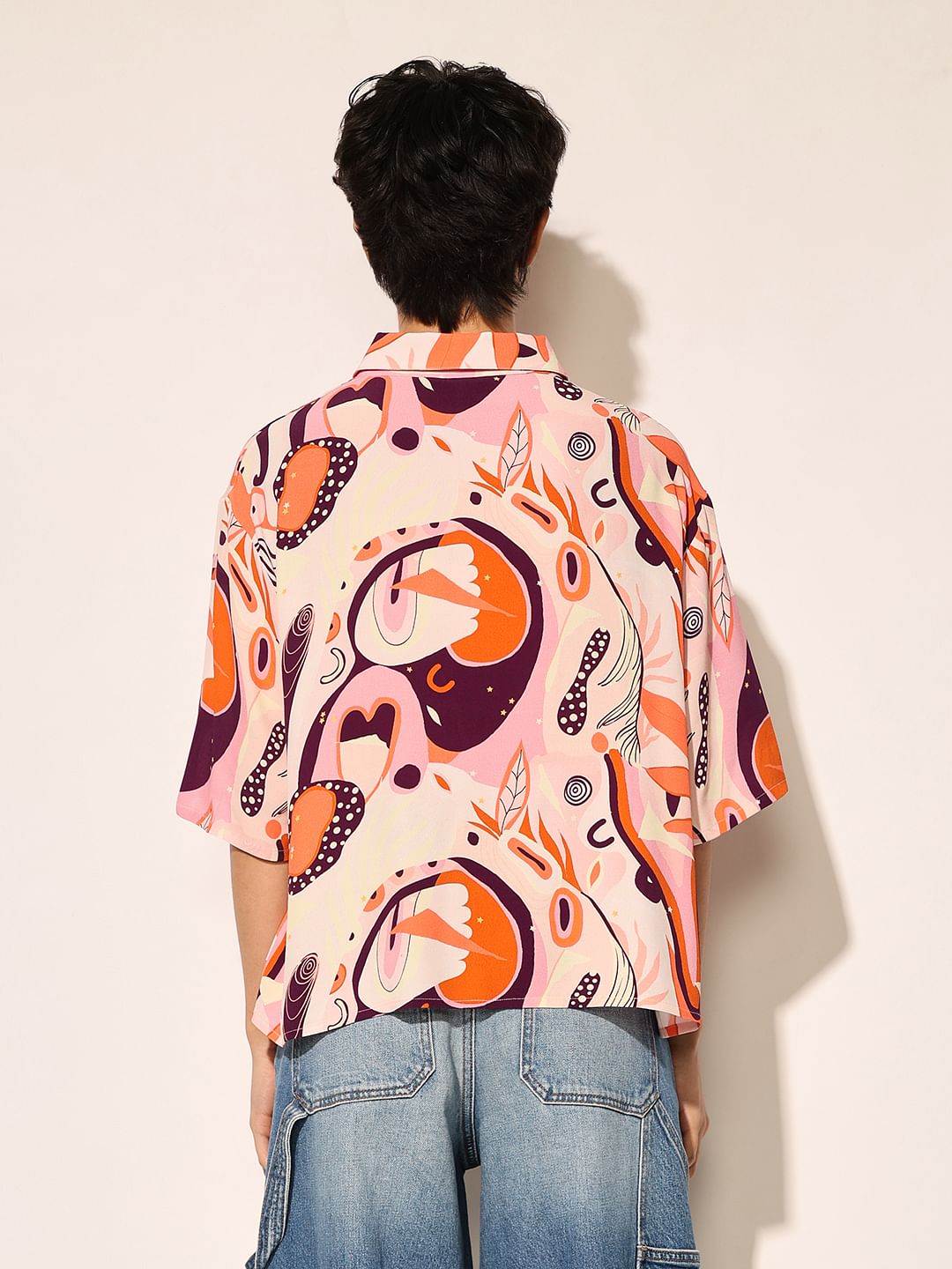 Pink Abstract Print Viscose Shirt