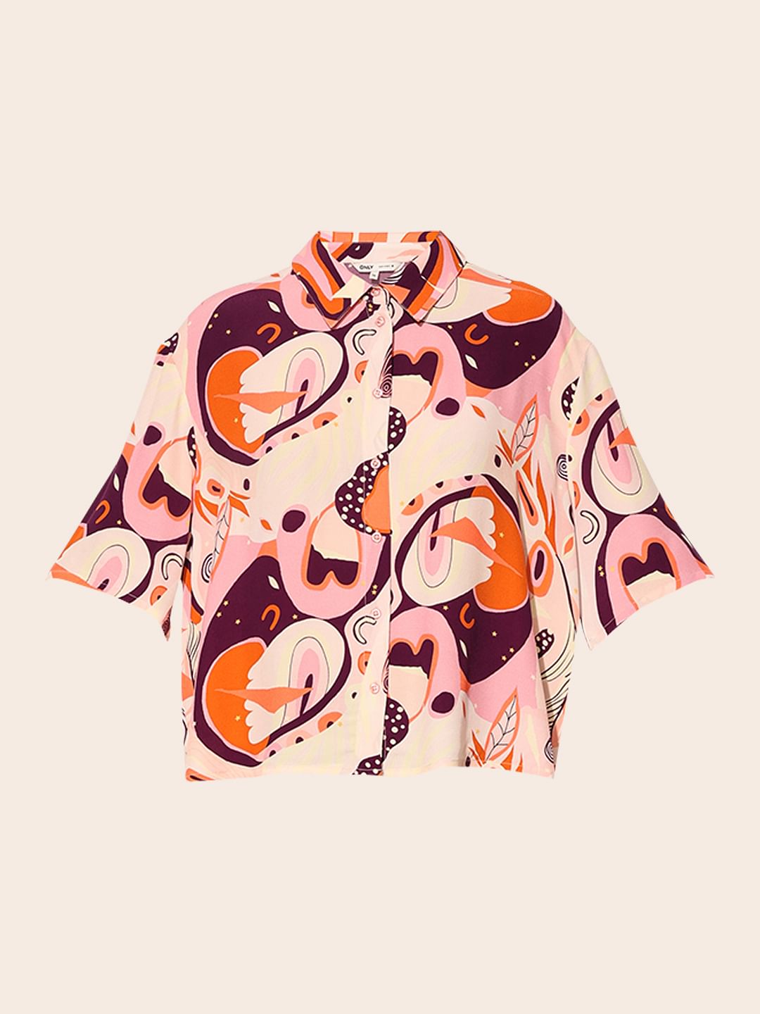 Pink Abstract Print Viscose Shirt