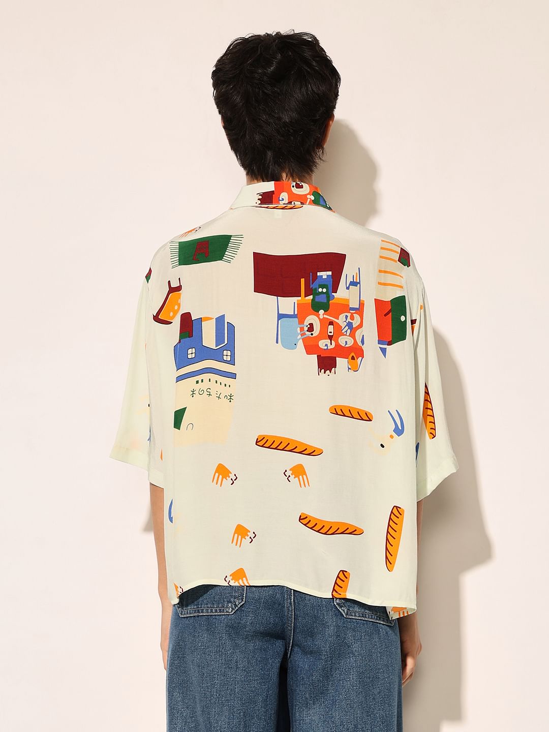 White Printed Viscose Shirt