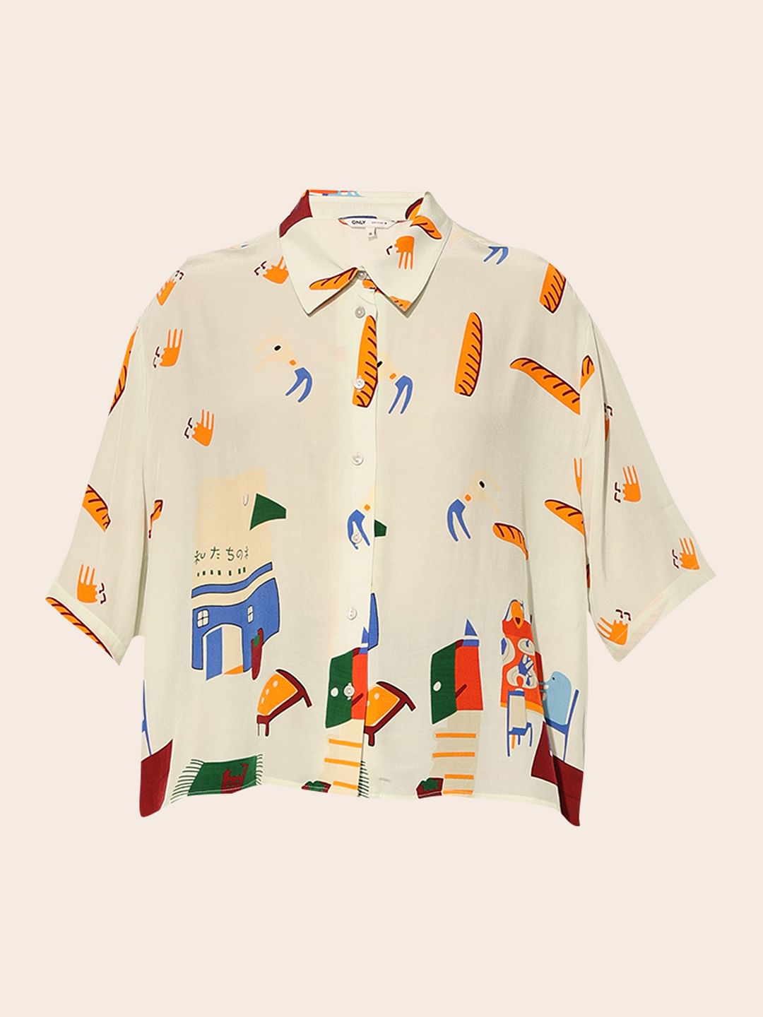 White Printed Viscose Shirt