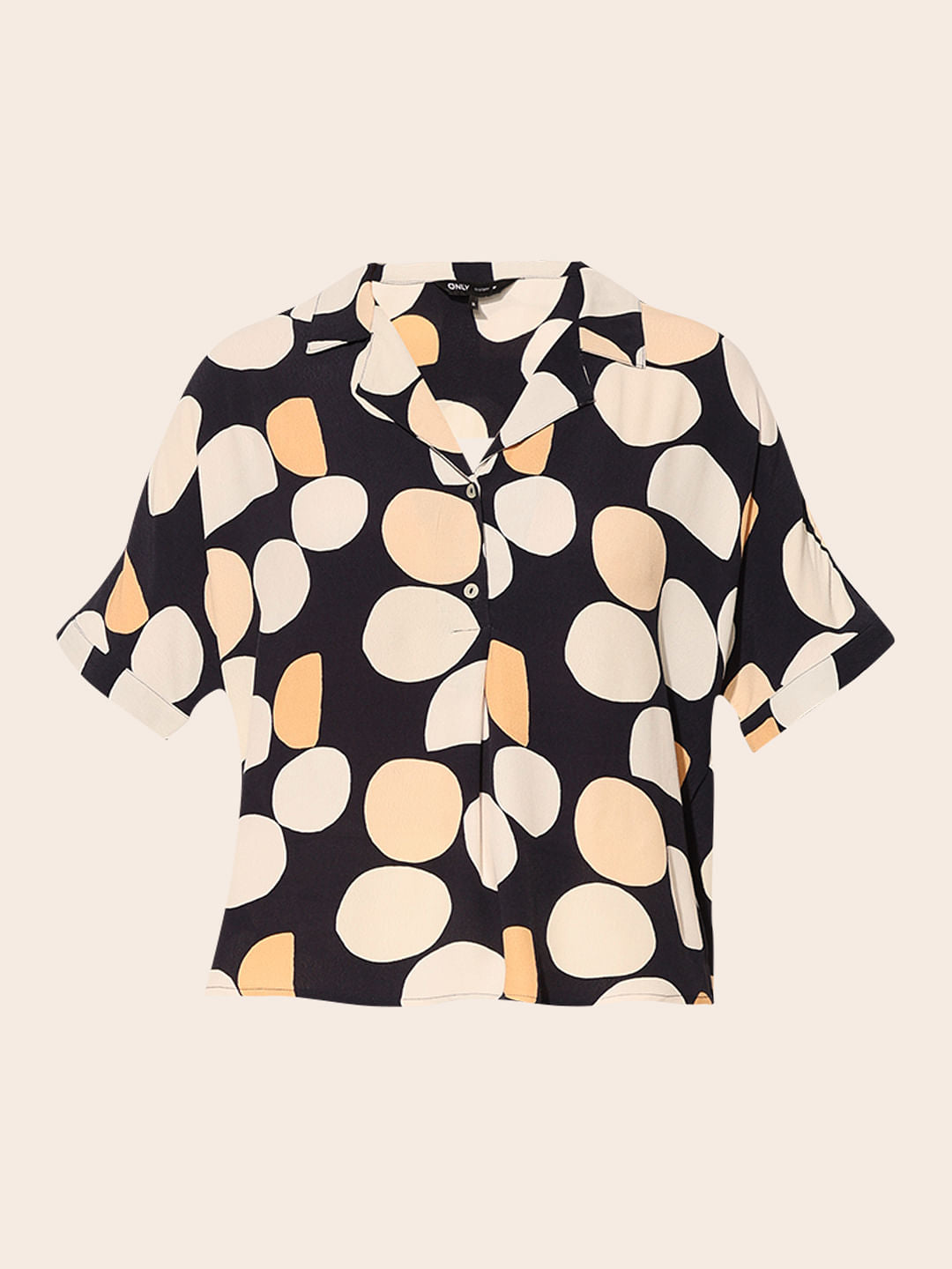 Navy Blue Printed Viscose Shirt