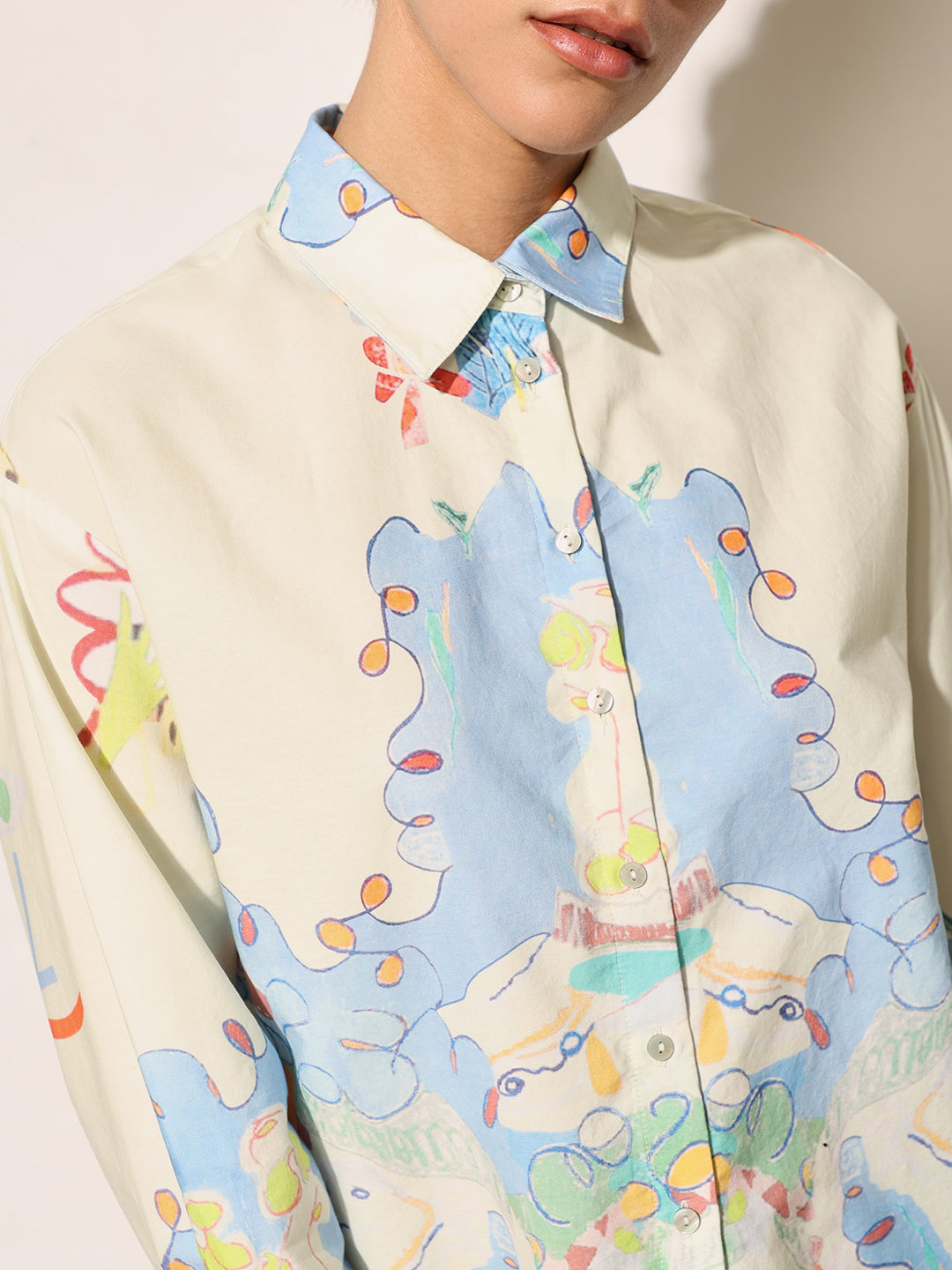 White Printed Cotton Shirt