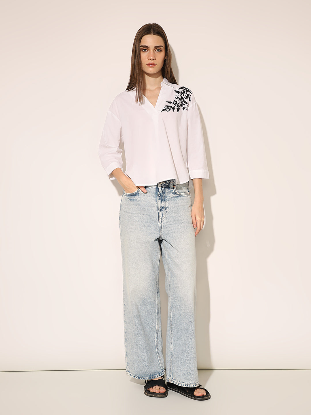 White Printed Cotton Shirt