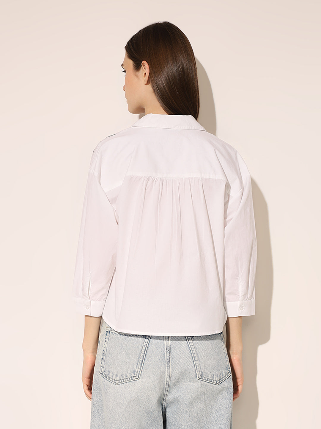 White Printed Cotton Shirt