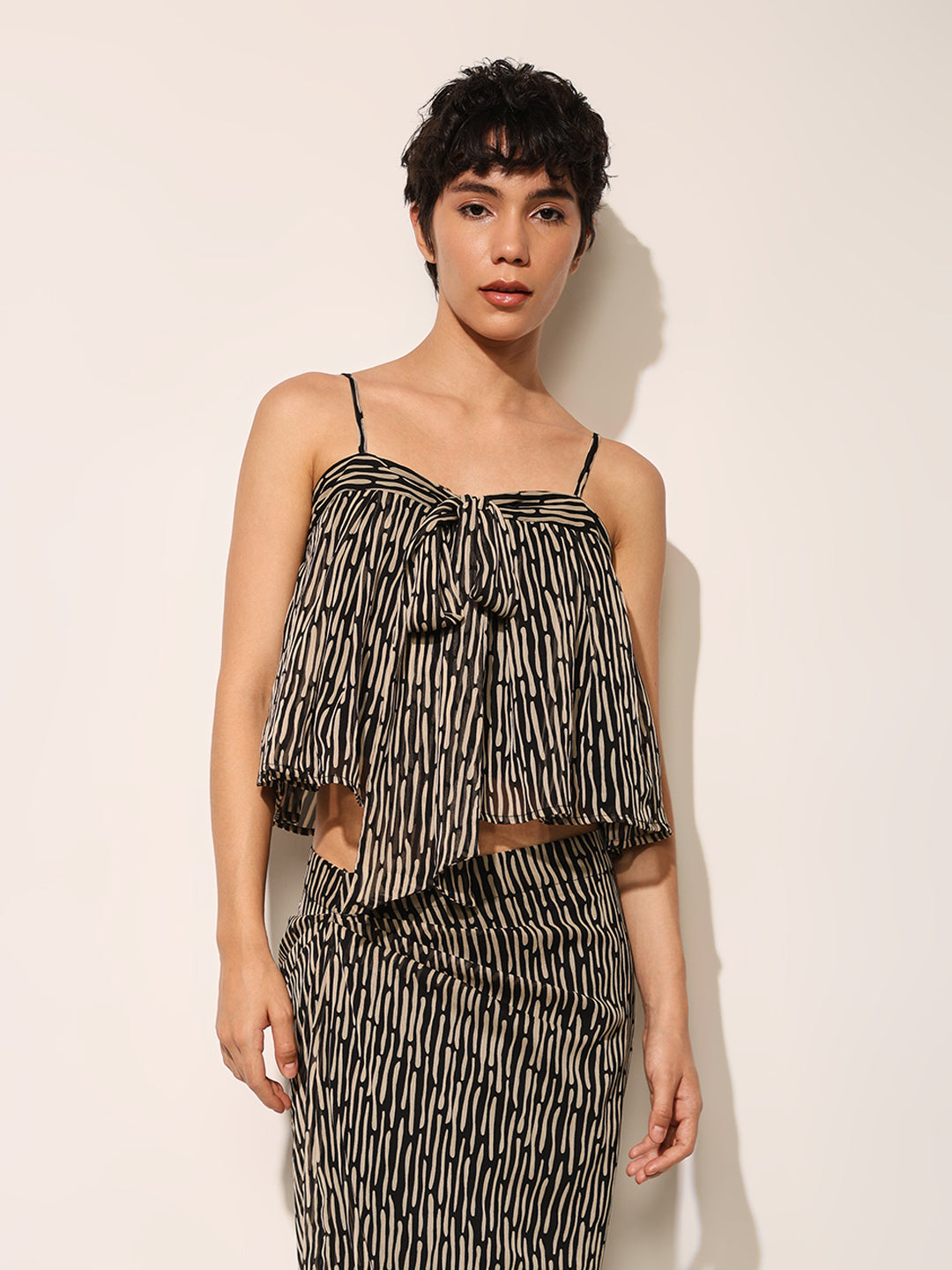 Black Printed Strappy Top