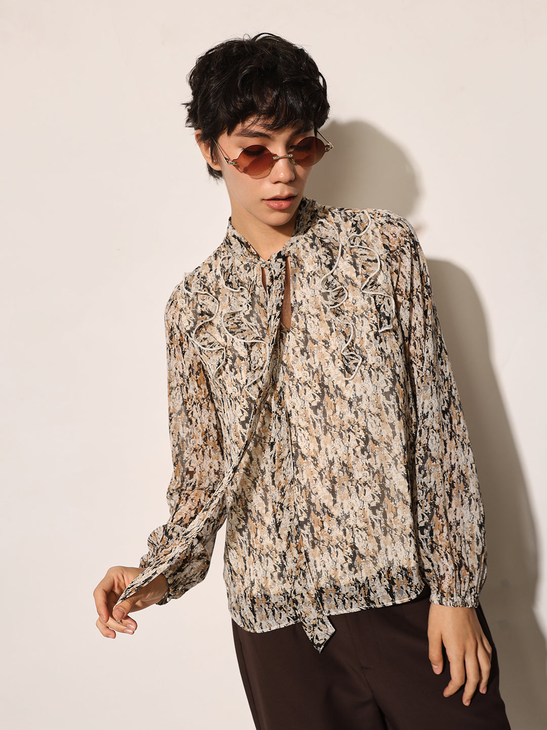 ONLY Brown Printed Top