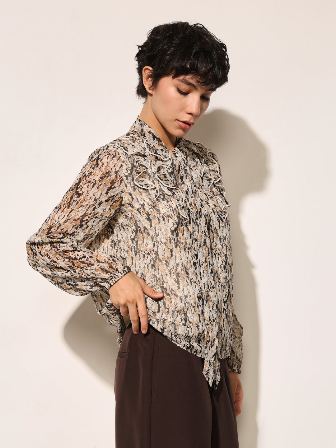 Brown Printed Top