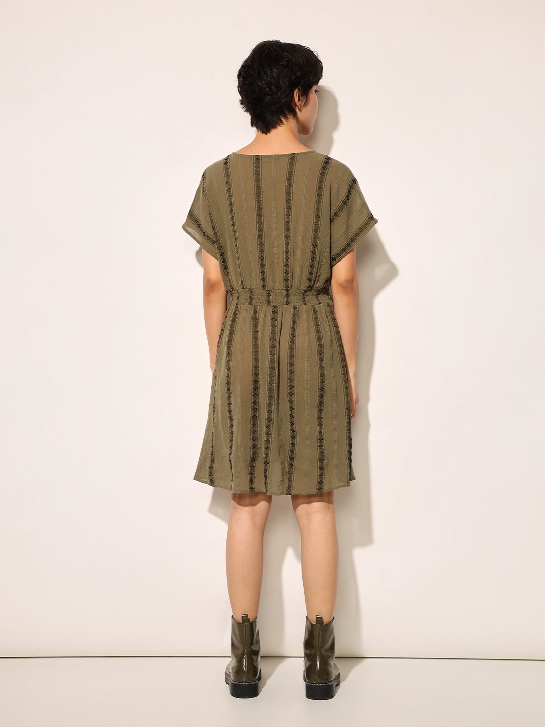 Olive Printed Mini Dress