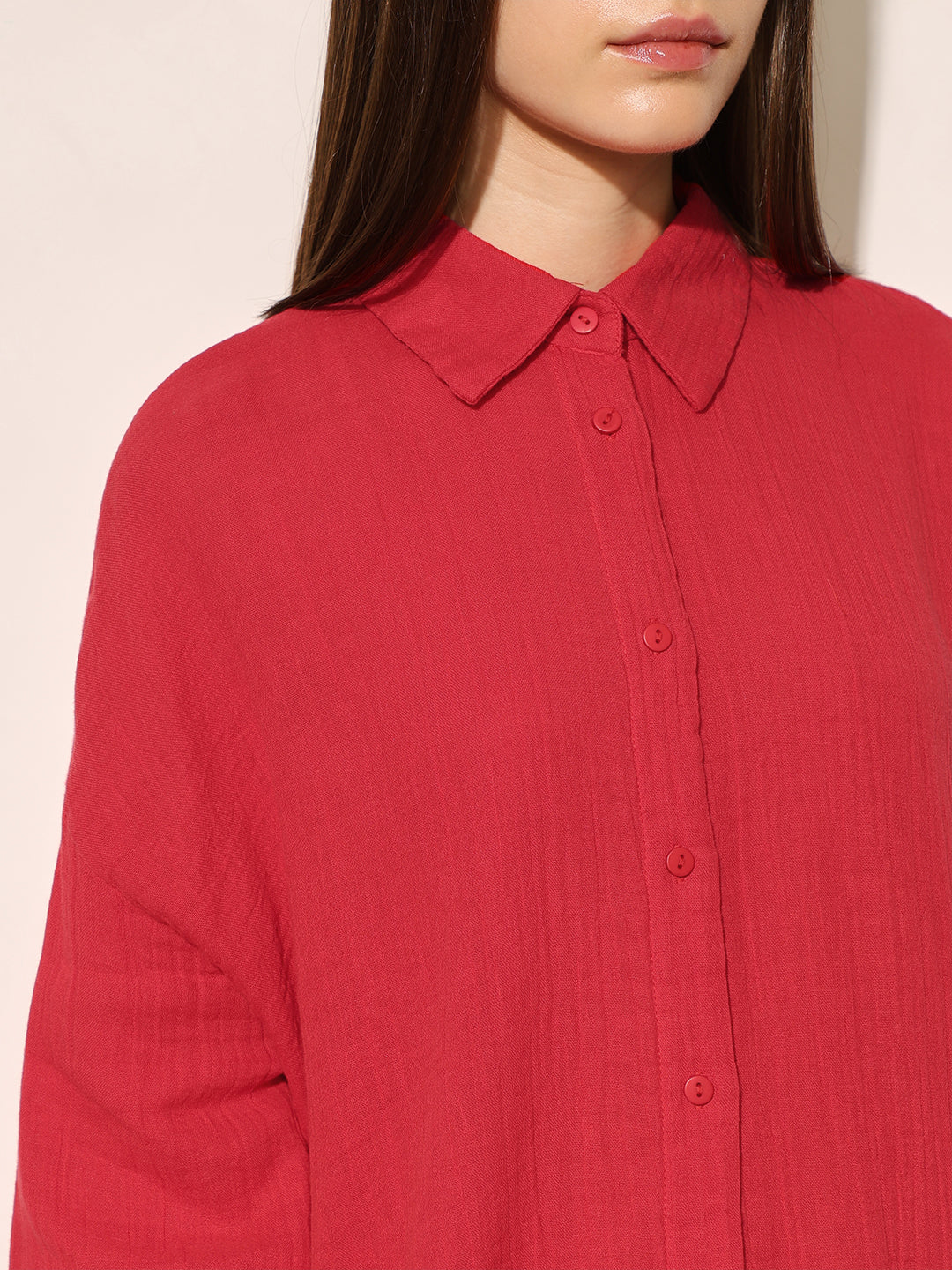 Red Organic Cotton Oversized Shirt