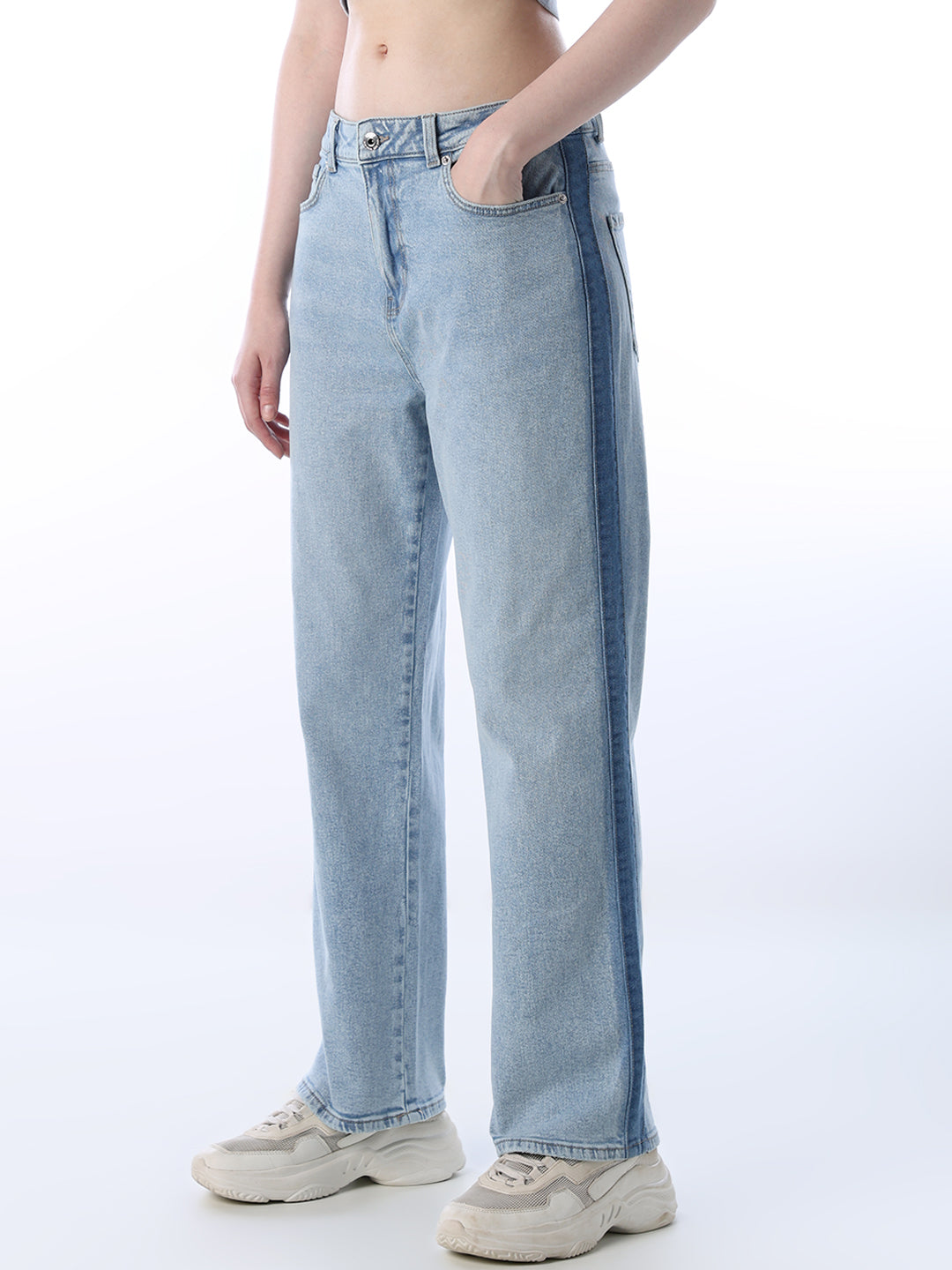 Side Tape Straight Fit Jeans