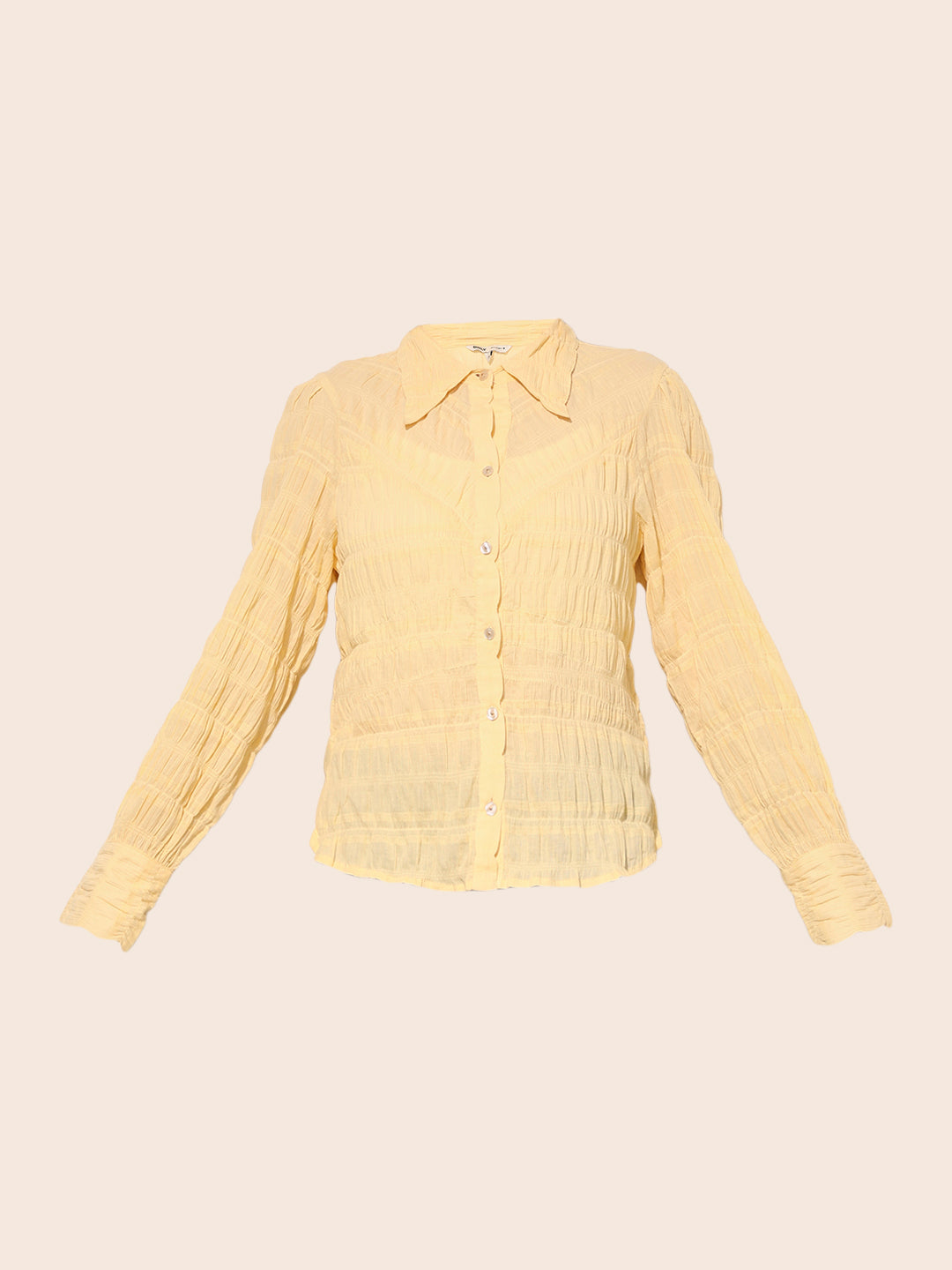 Yellow Fitted Smocked Shirt