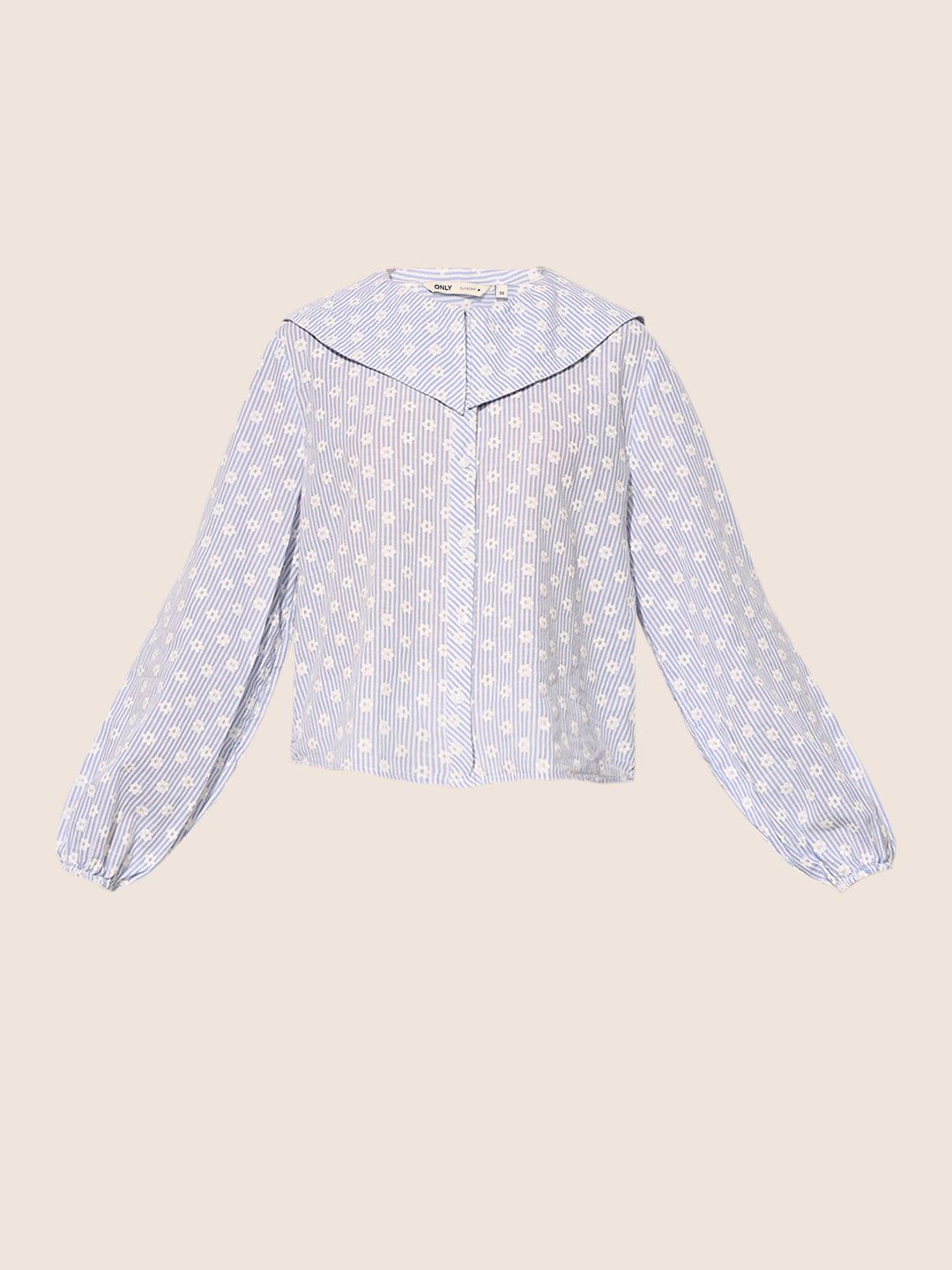 Blue Printed Peter Pan Collar Shirt