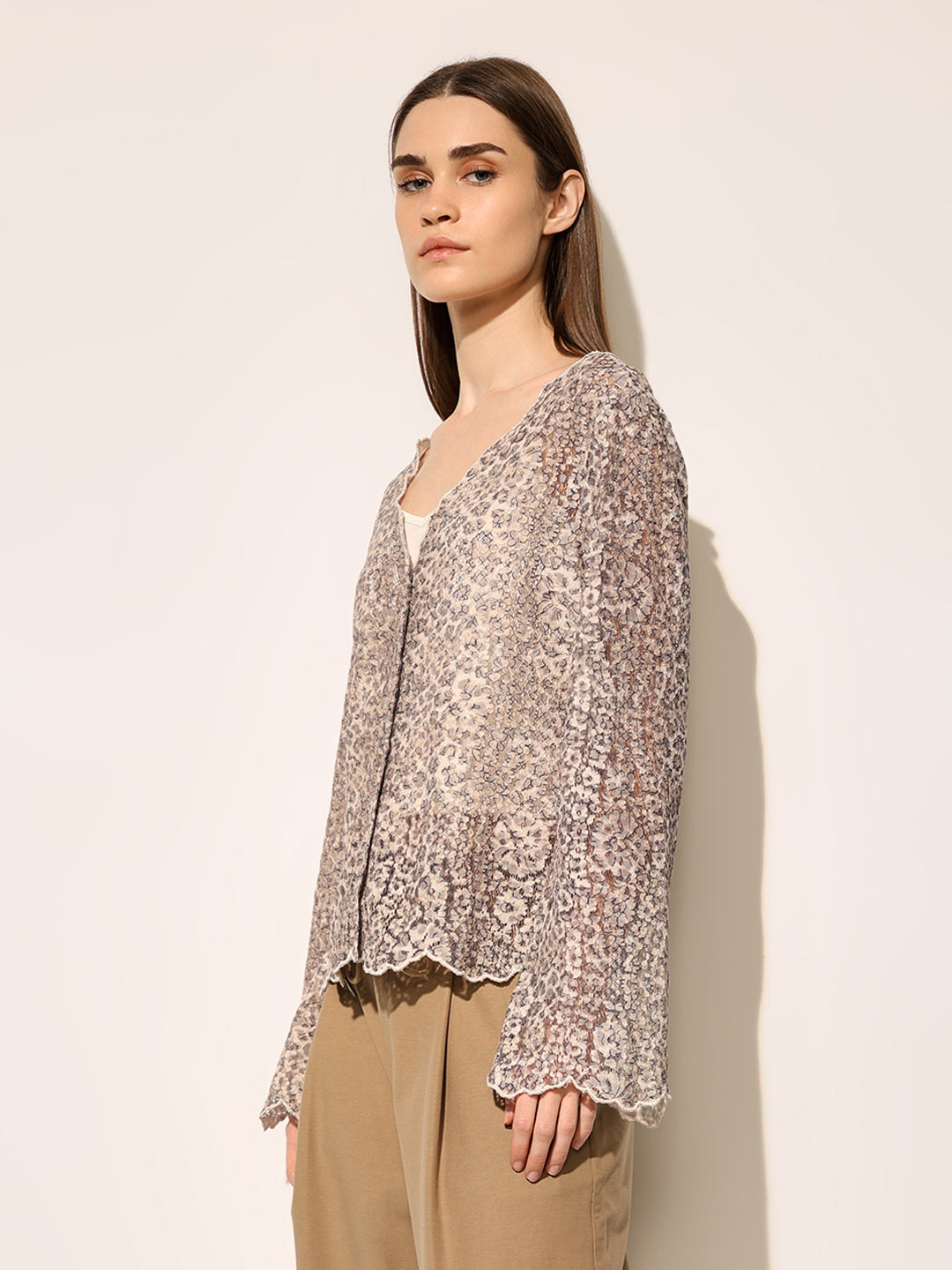 Beige Bell Sleeves Top