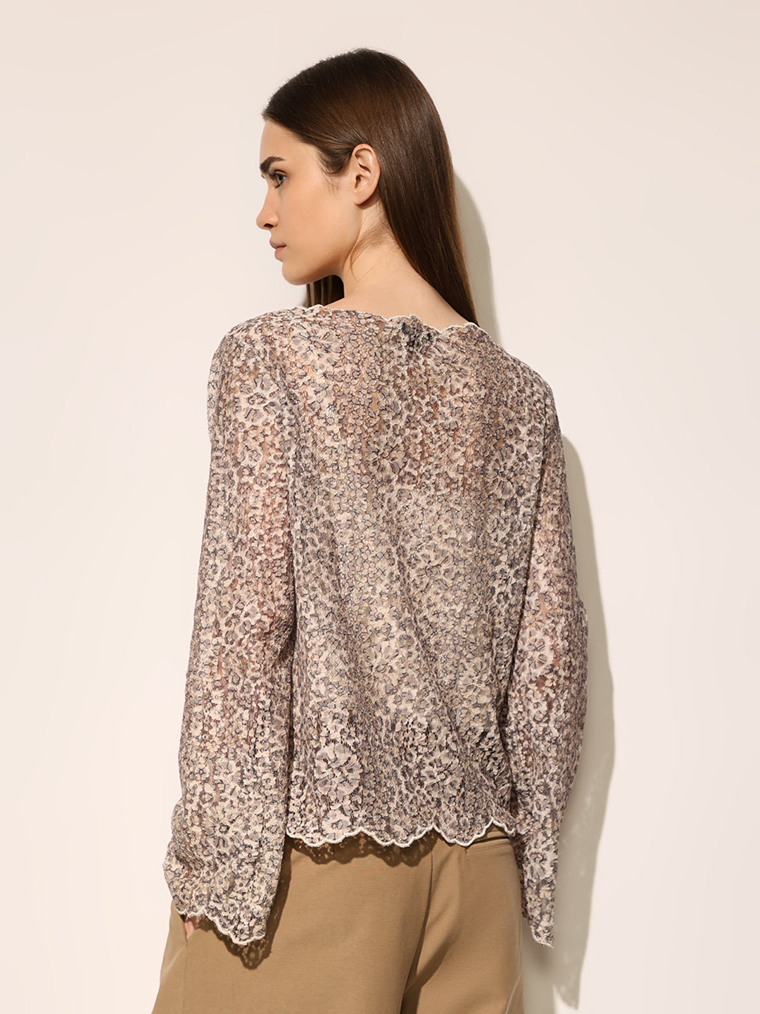 Beige Bell Sleeves Top