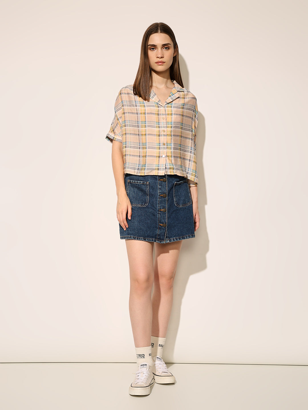 ONLY Yellow Check Shirt