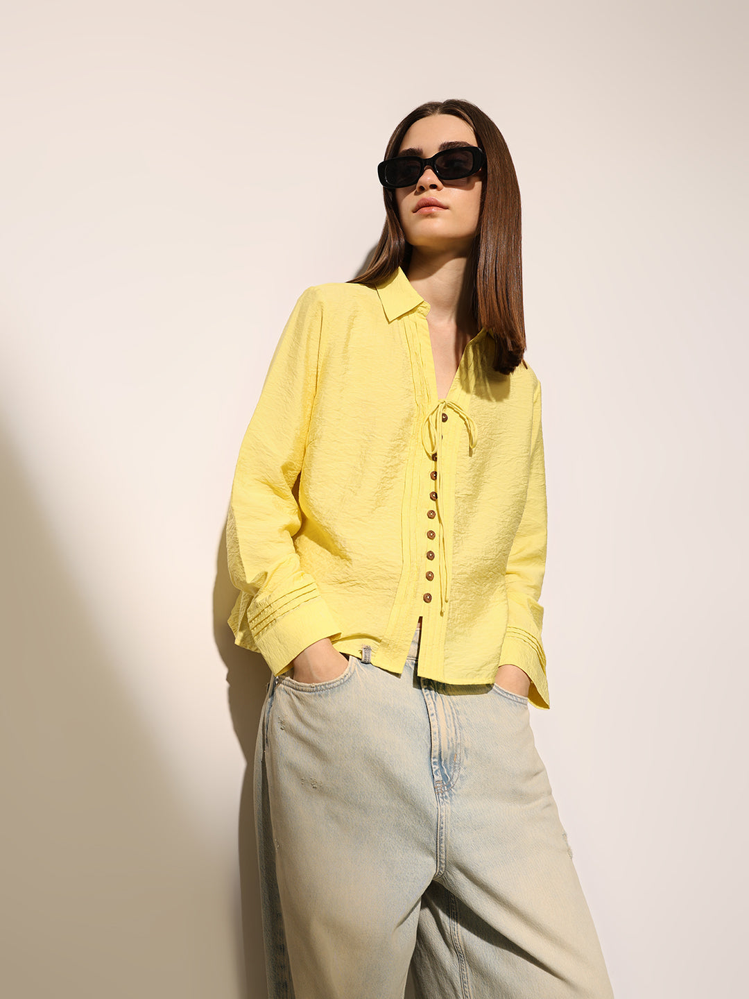 Yellow Tie Detail Shirt