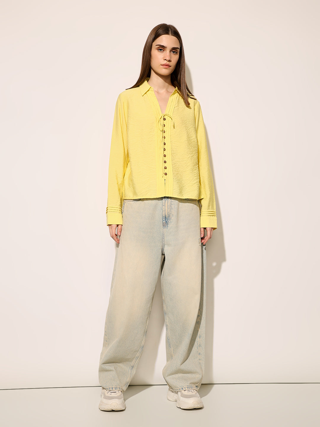 Yellow Tie Detail Shirt