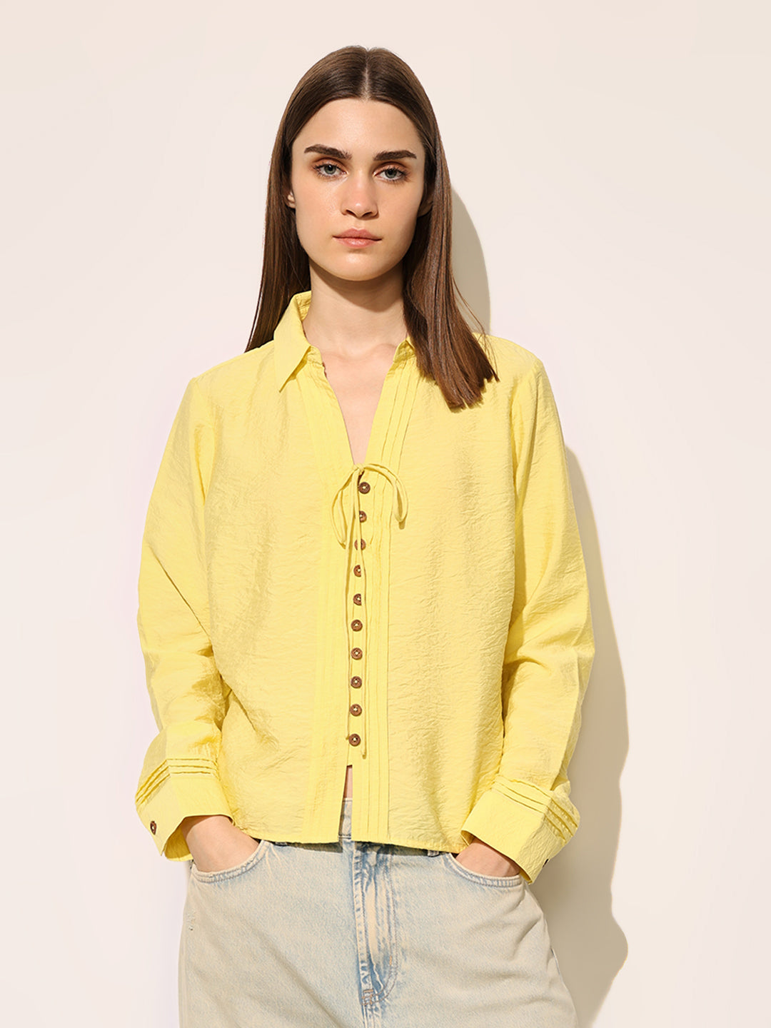 Yellow Tie Detail Shirt