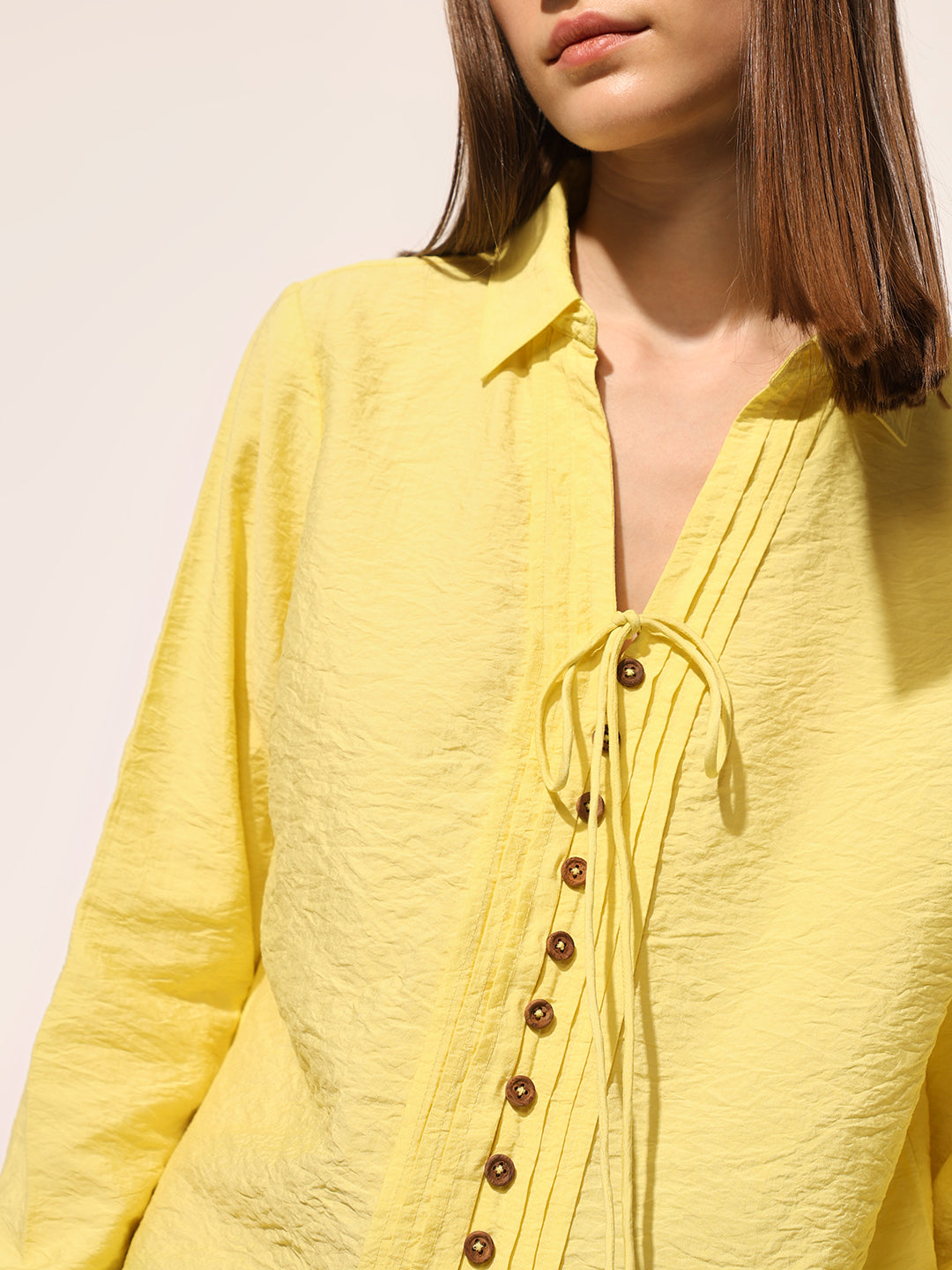 Yellow Tie Detail Shirt