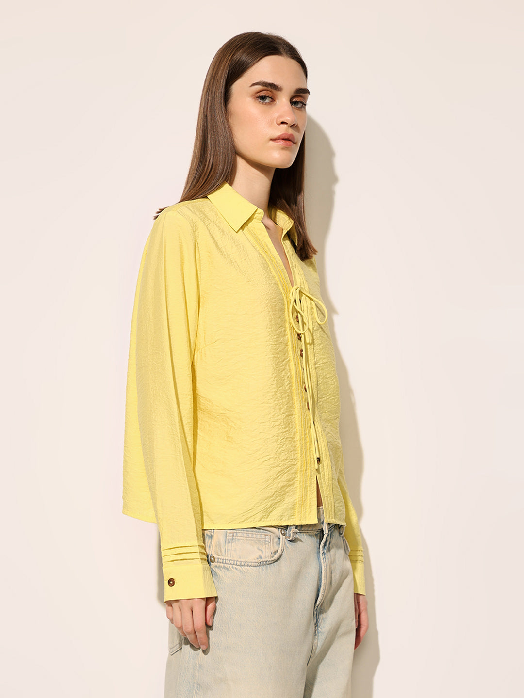 Yellow Tie Detail Shirt