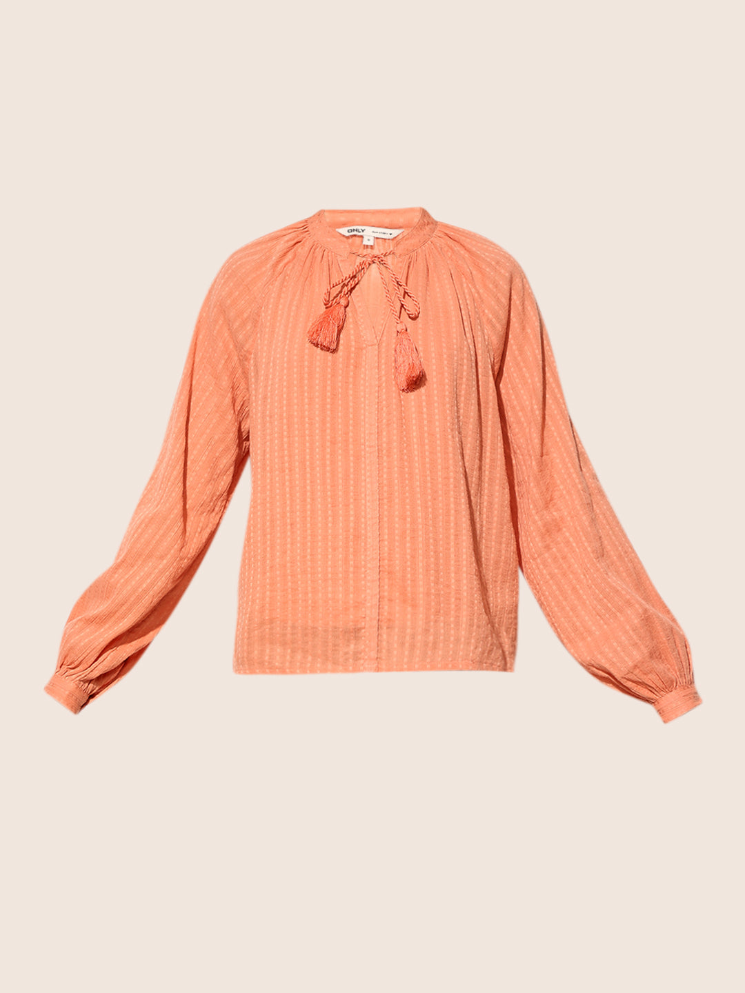 Peach Cotton Crinkle Weave Top