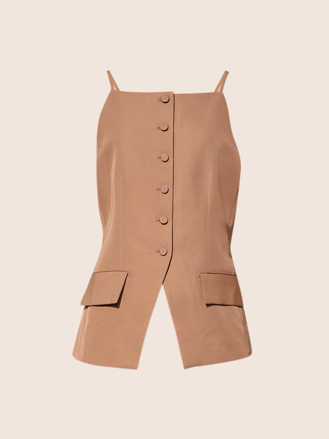 Brown Strappy Waistcoat Top