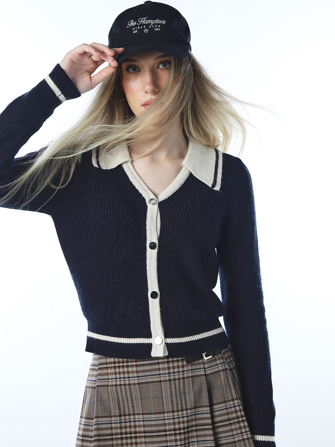 Knitted Collared Cardigan - XS