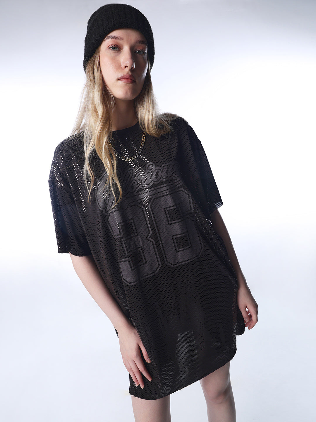 Rhinestone Detail T-Shirt Dress