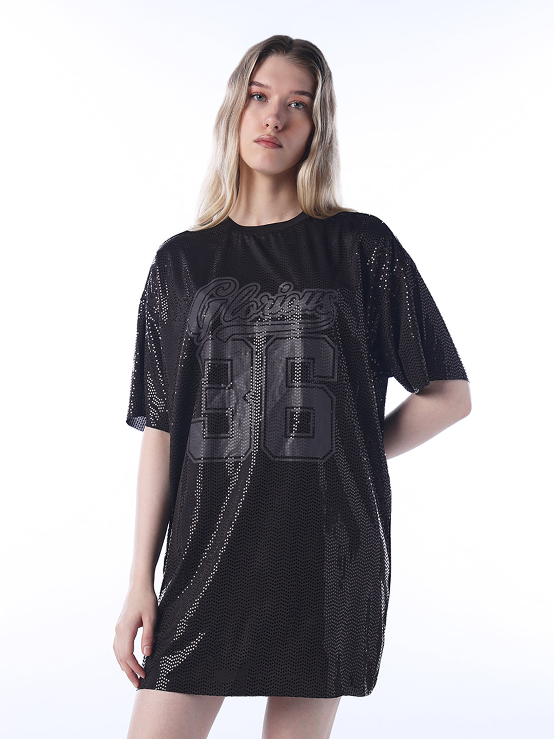 Rhinestone Detail T-Shirt Dress