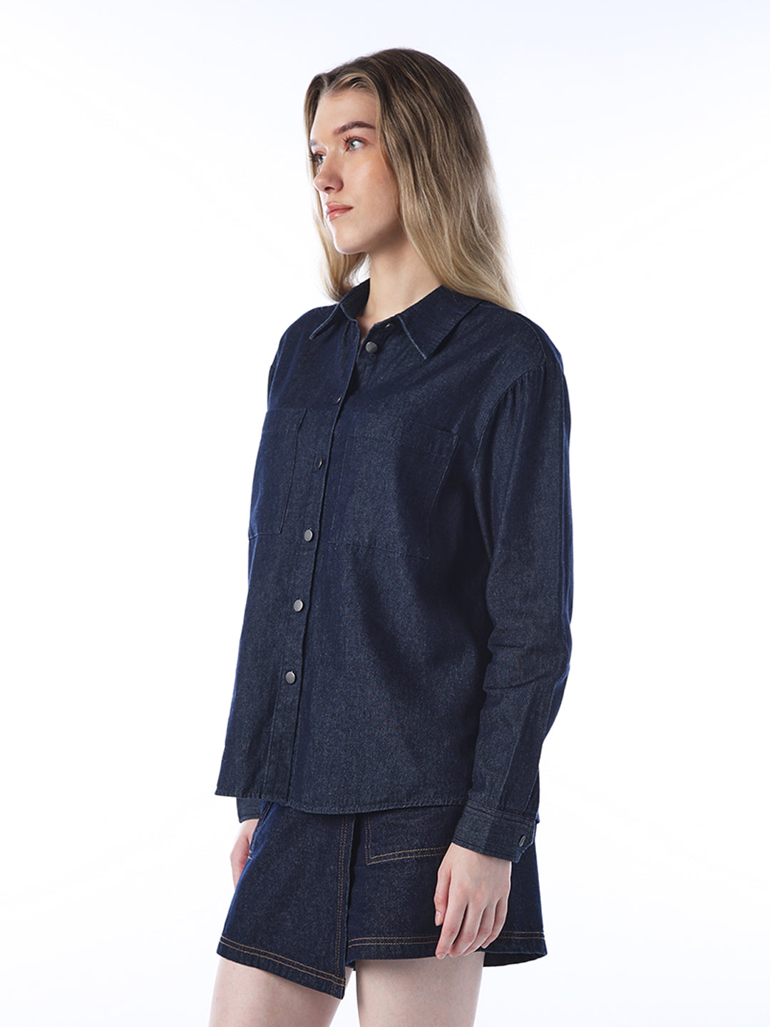 Dark Blue Cotton Denim Shirt