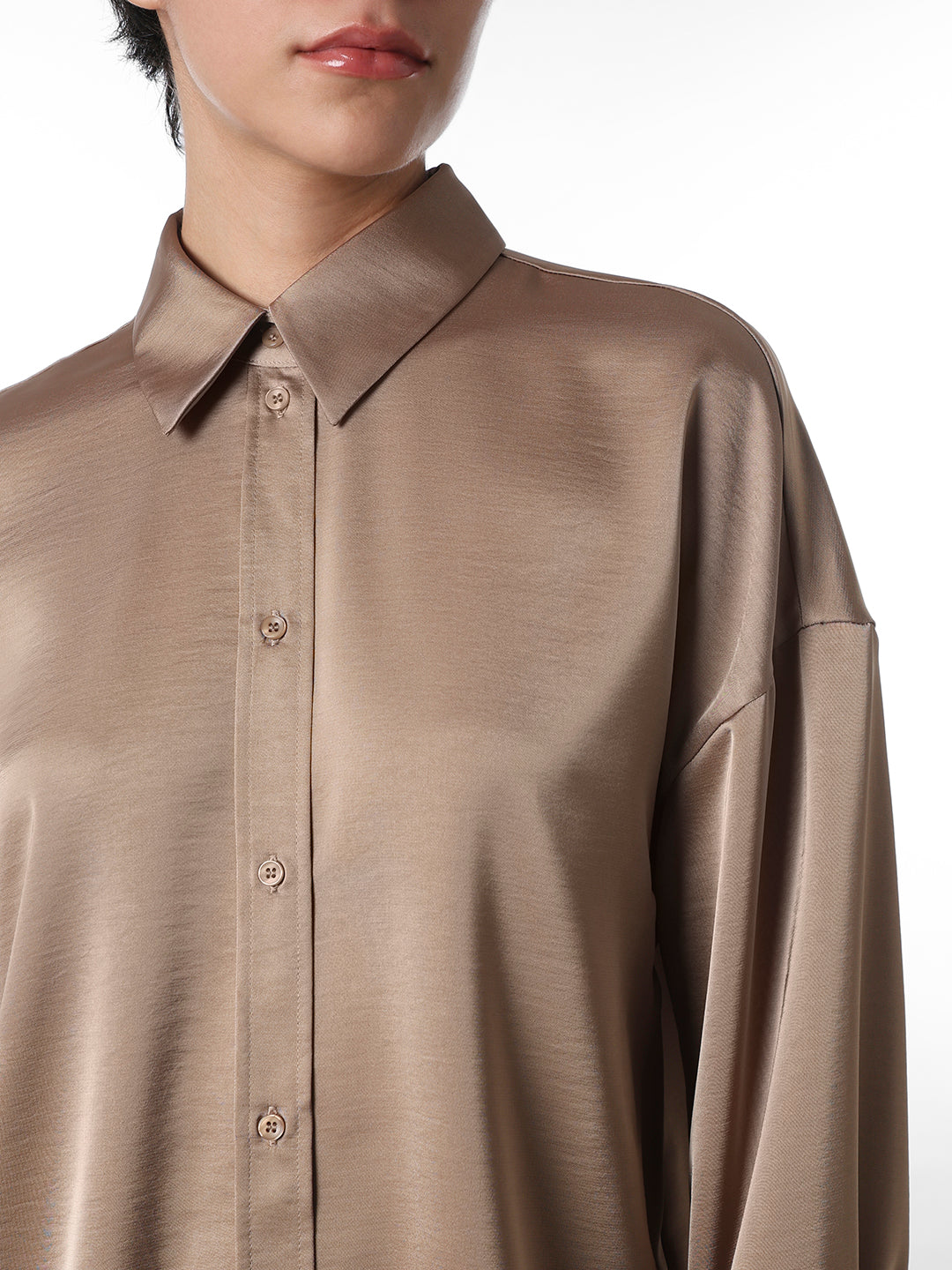 Brown Satin Oversized Shirt