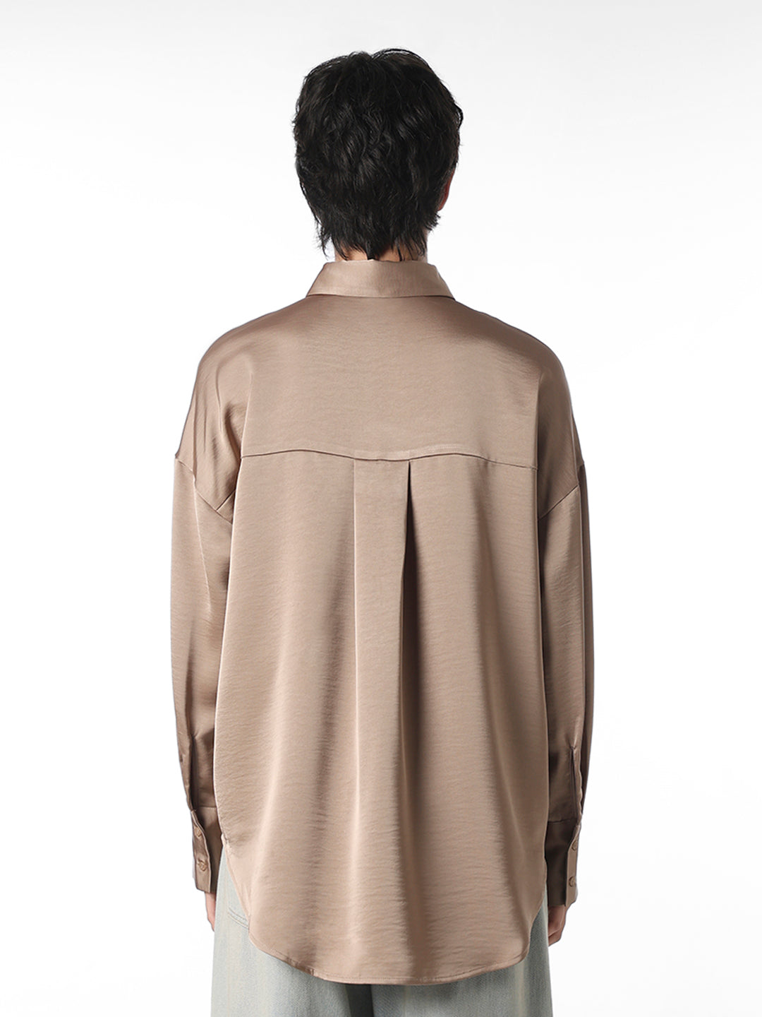 Brown Satin Oversized Shirt