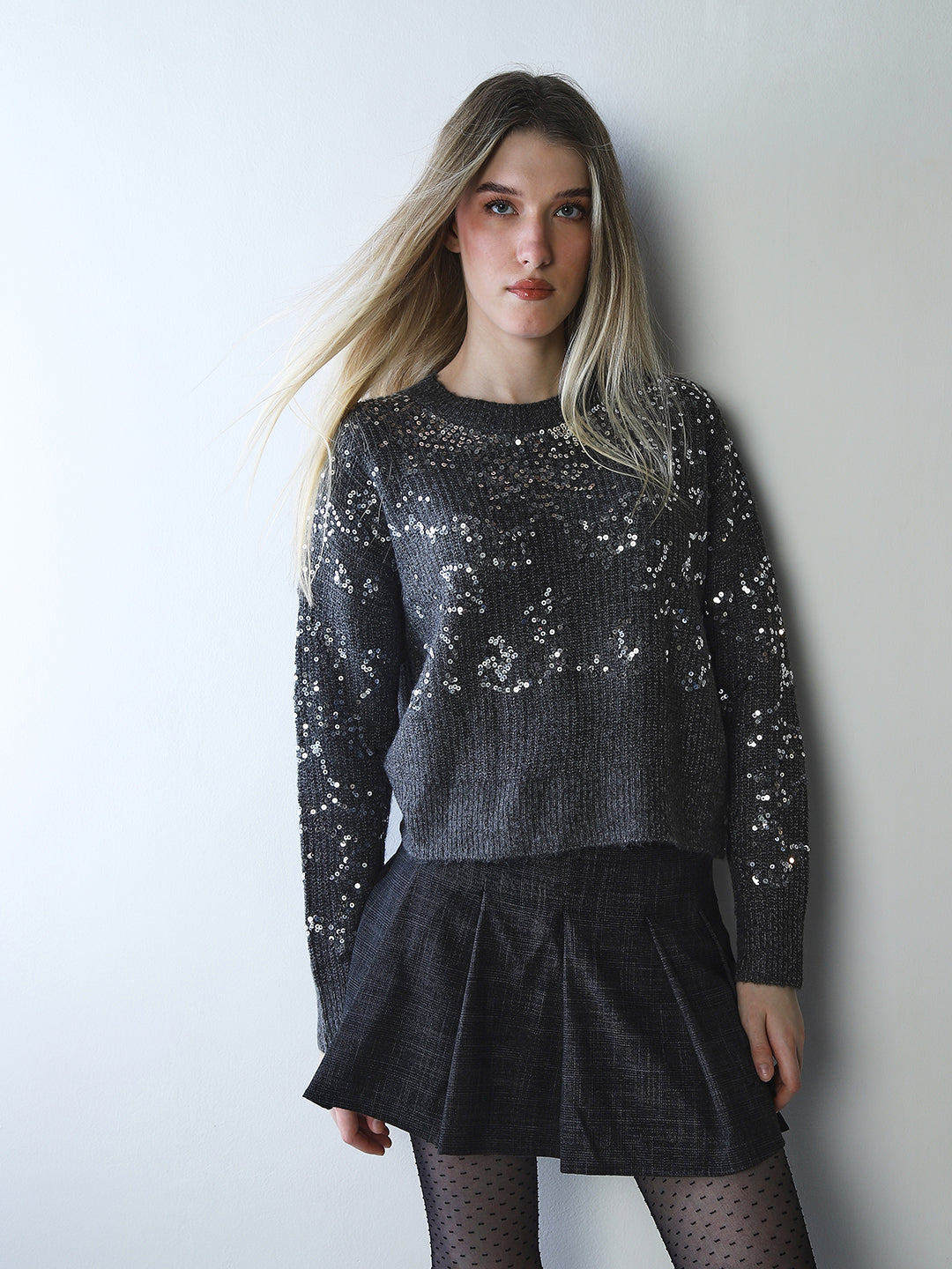 Sequin Embellished Pullover - XS