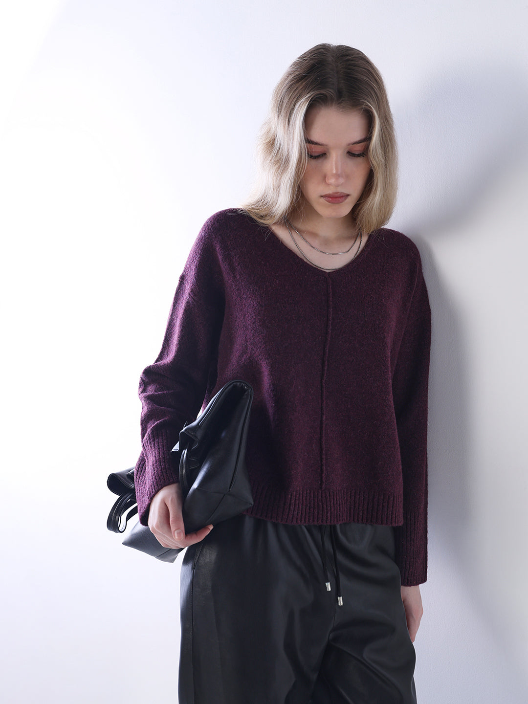 Drop Shoulder Pullover - Mauve