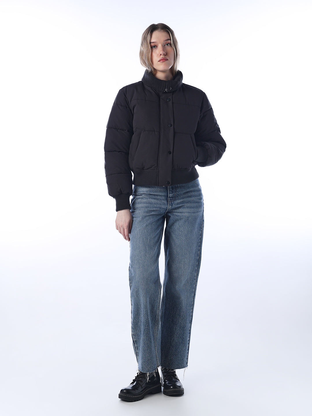 High Neck Short Puffer Jacket