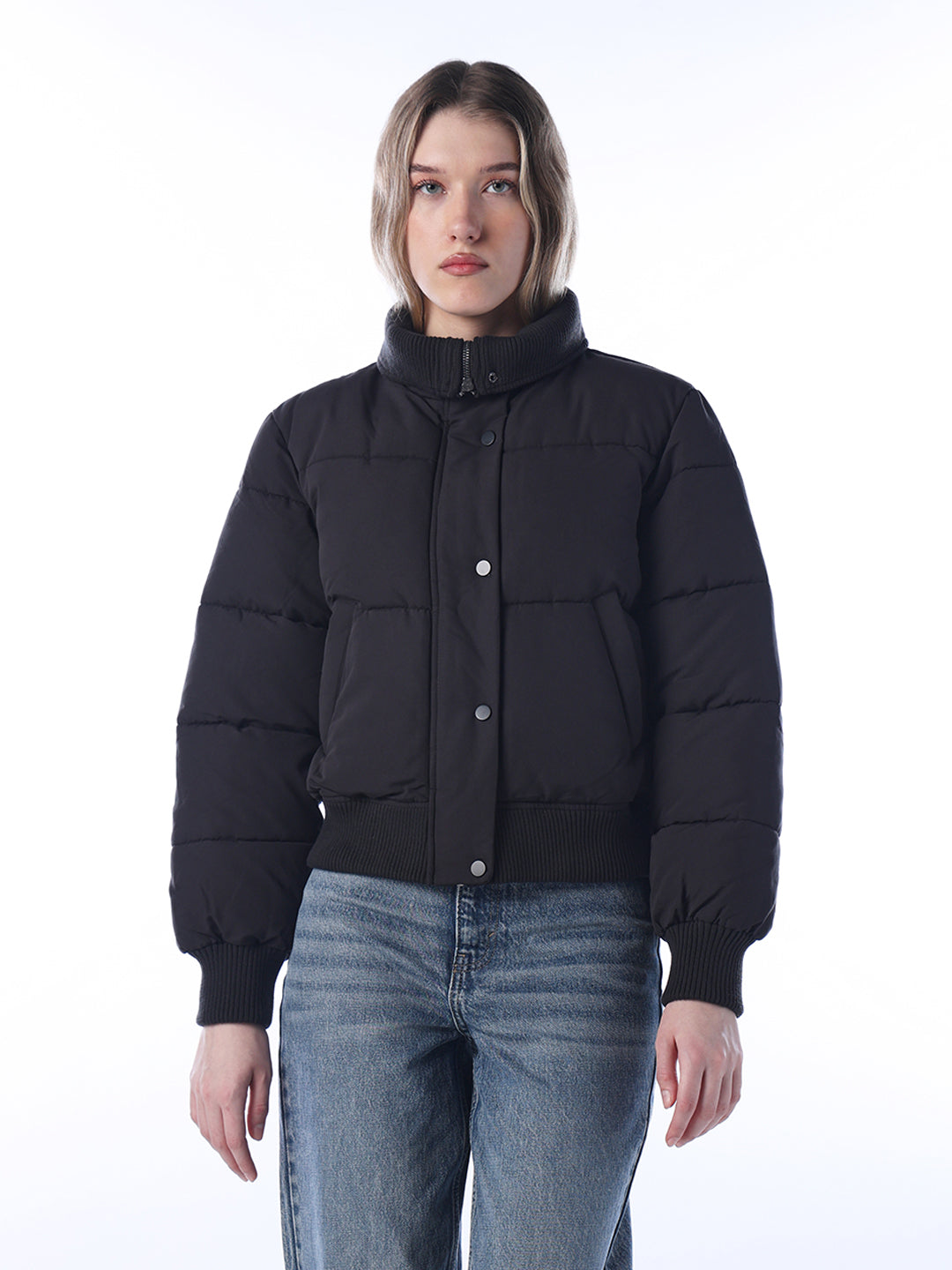 High Neck Short Puffer Jacket