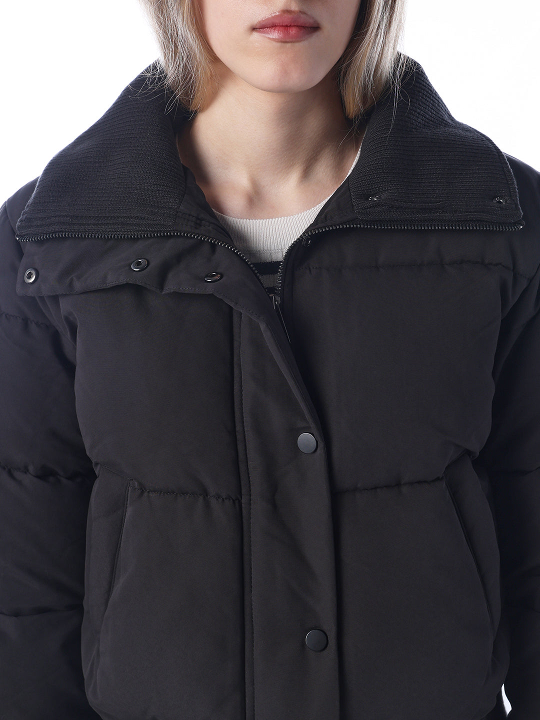 High Neck Short Puffer Jacket