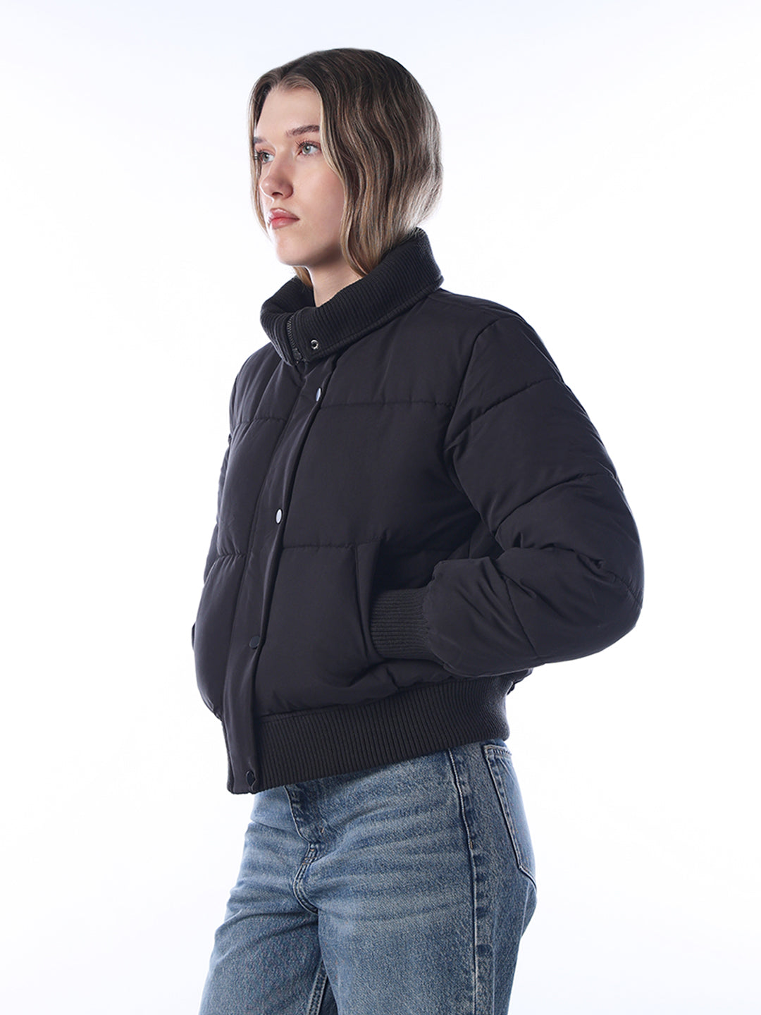High Neck Short Puffer Jacket