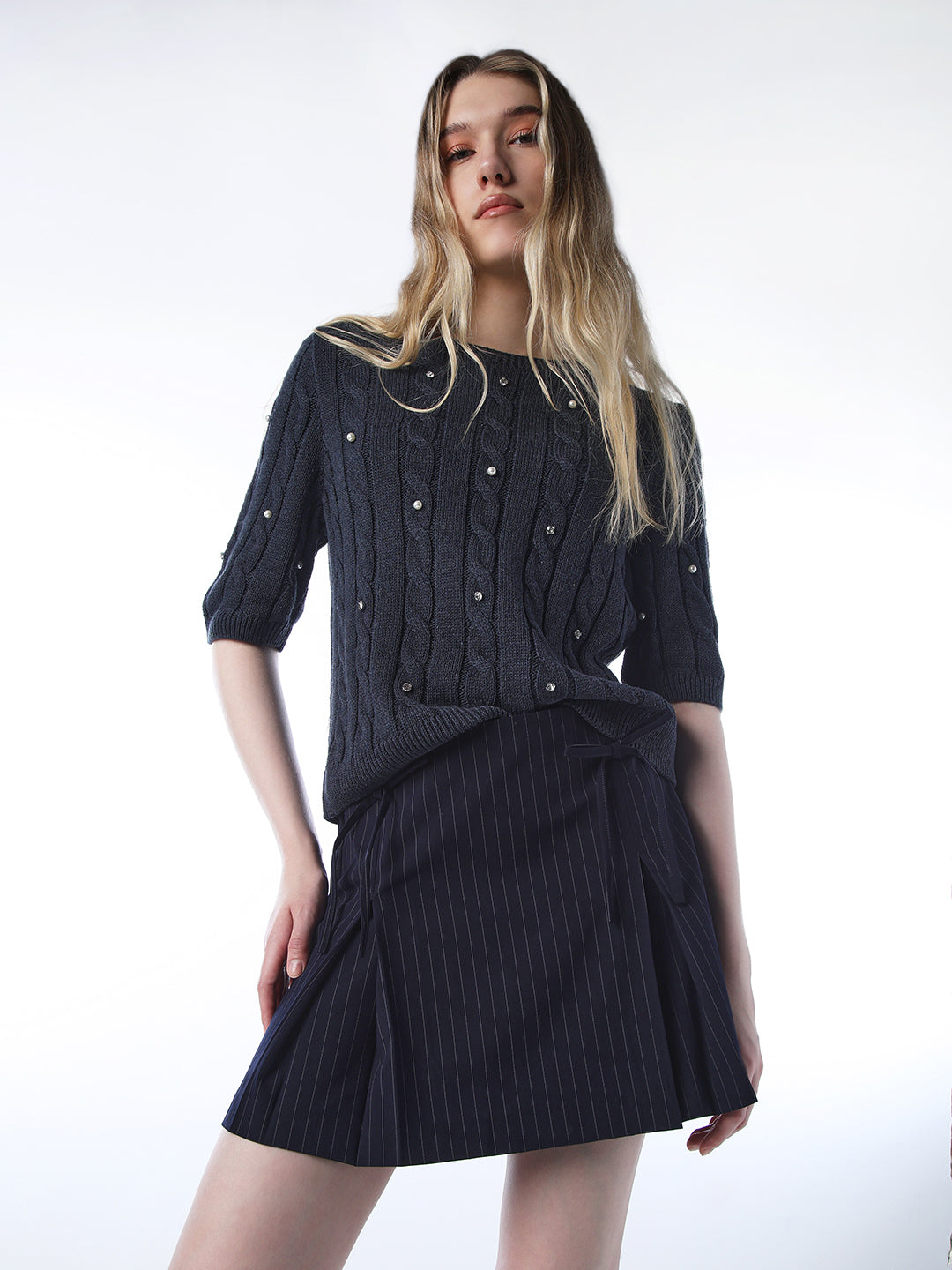 Pinstripe Tailored Skirt - 26