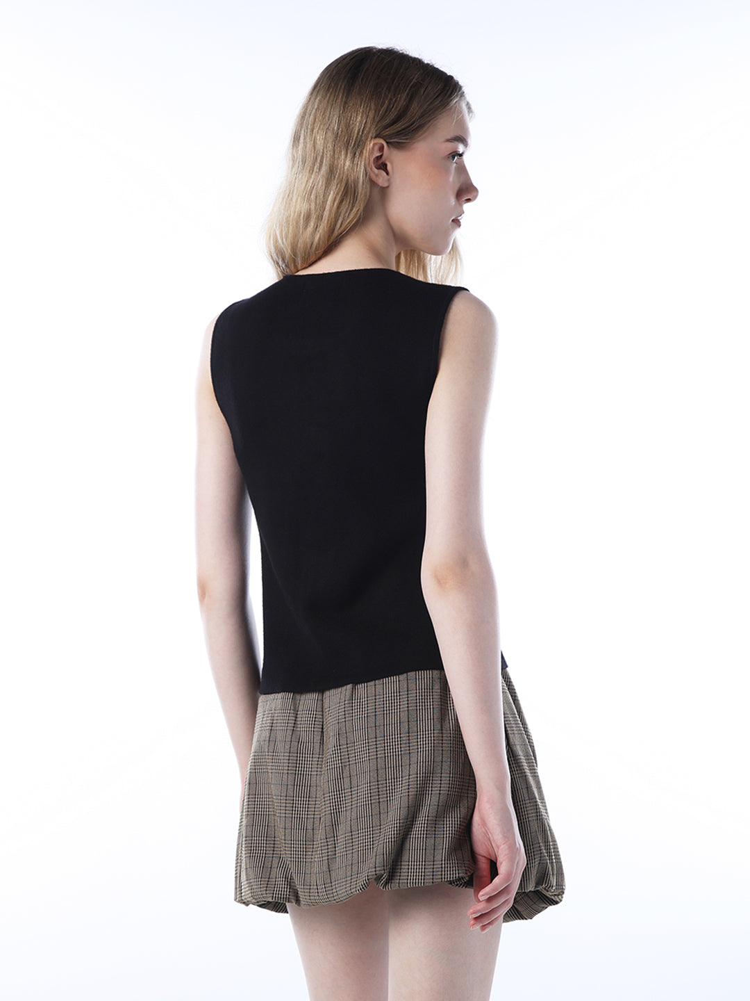 Two-Way Zip-Up Vest - Black