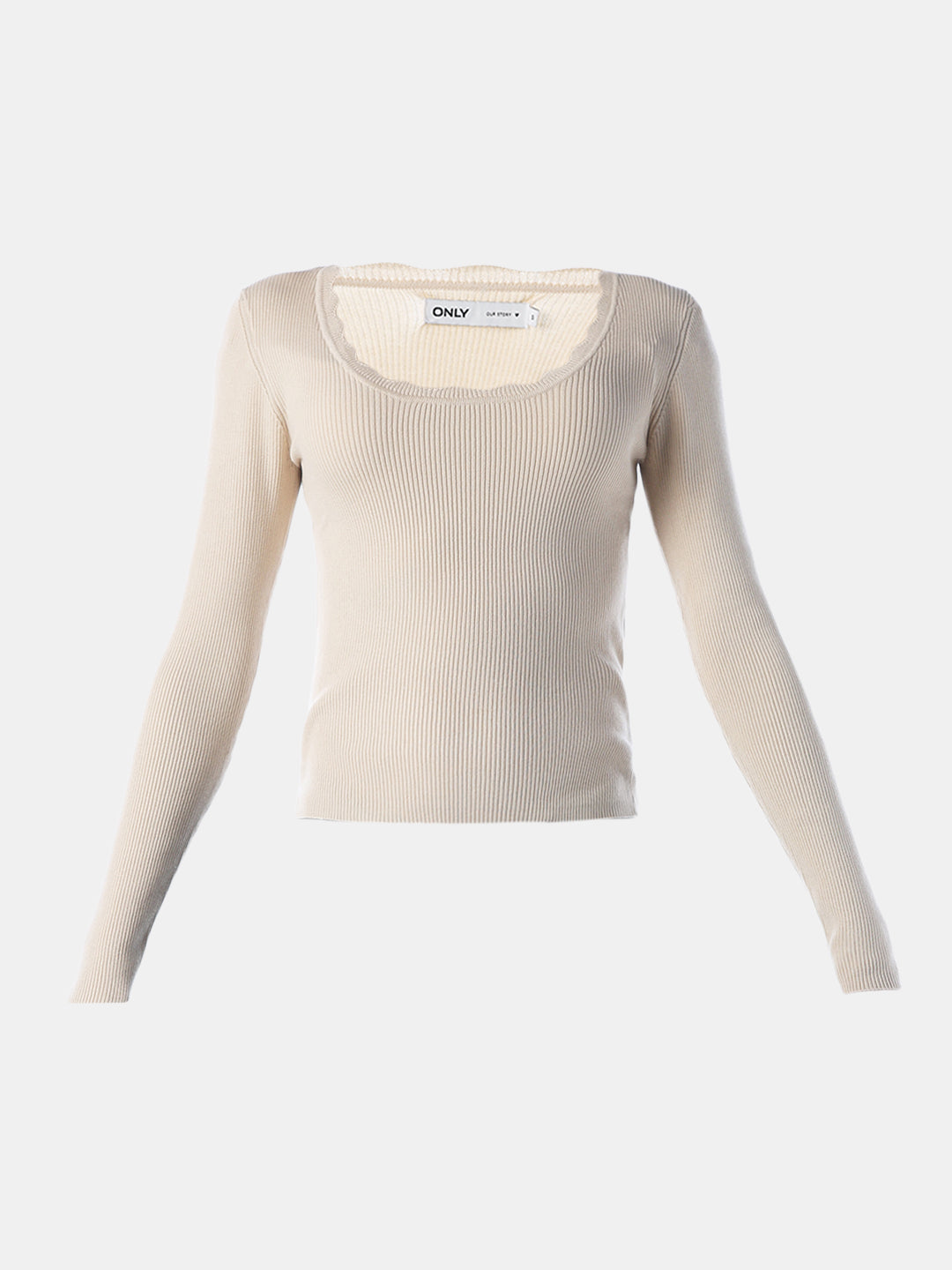 Scallop Neck Knitted Pullover