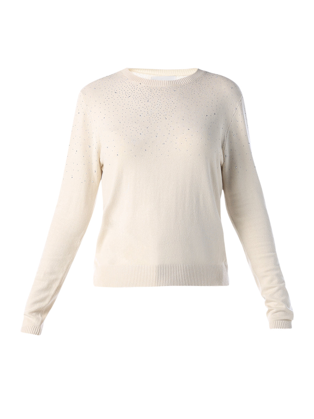 O-Neck Embellished Pullover - Cream
