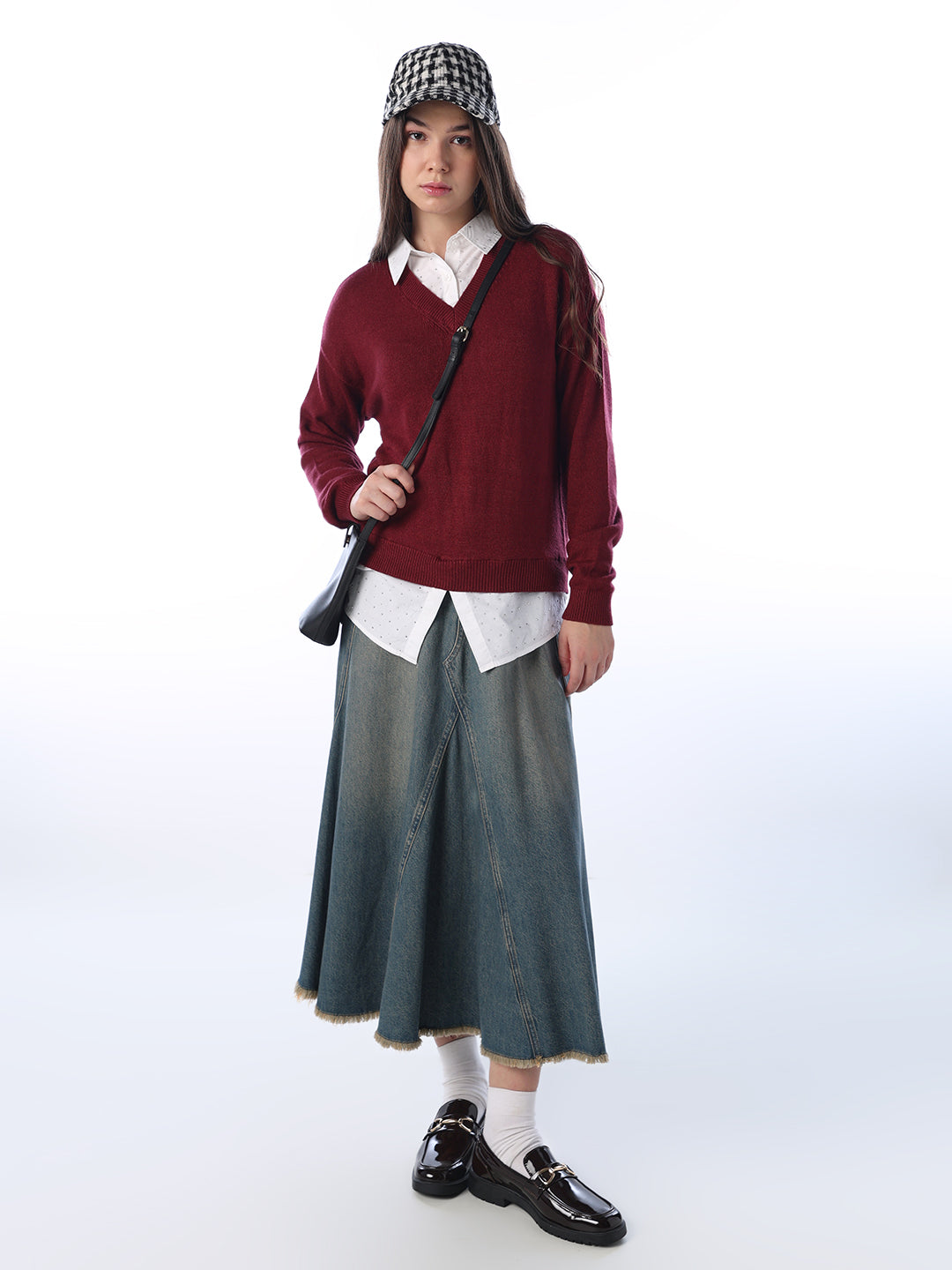 Mock Shirt Embellished Pullover - XS