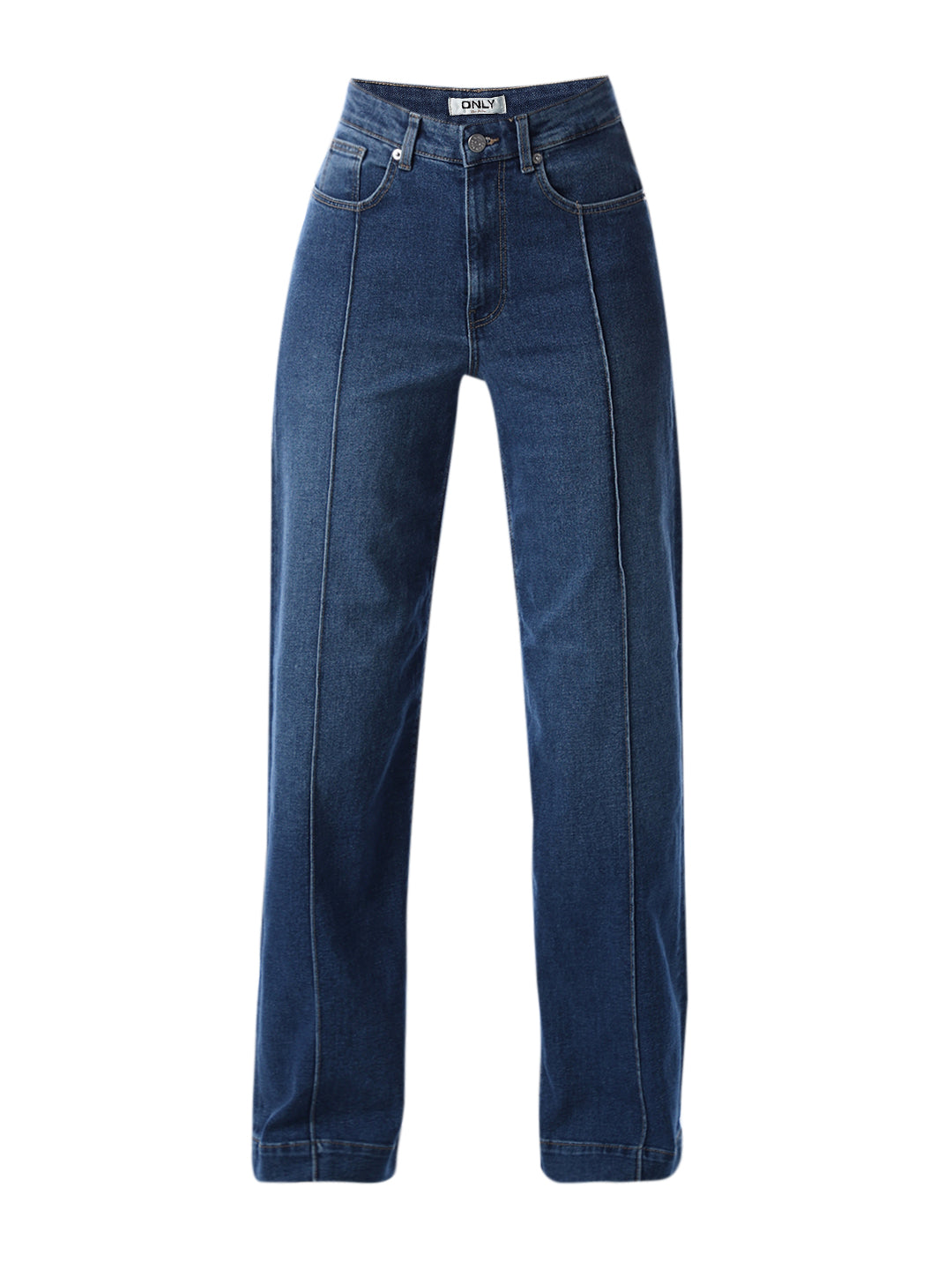 High Rise Pintuck Wide Leg Jeans