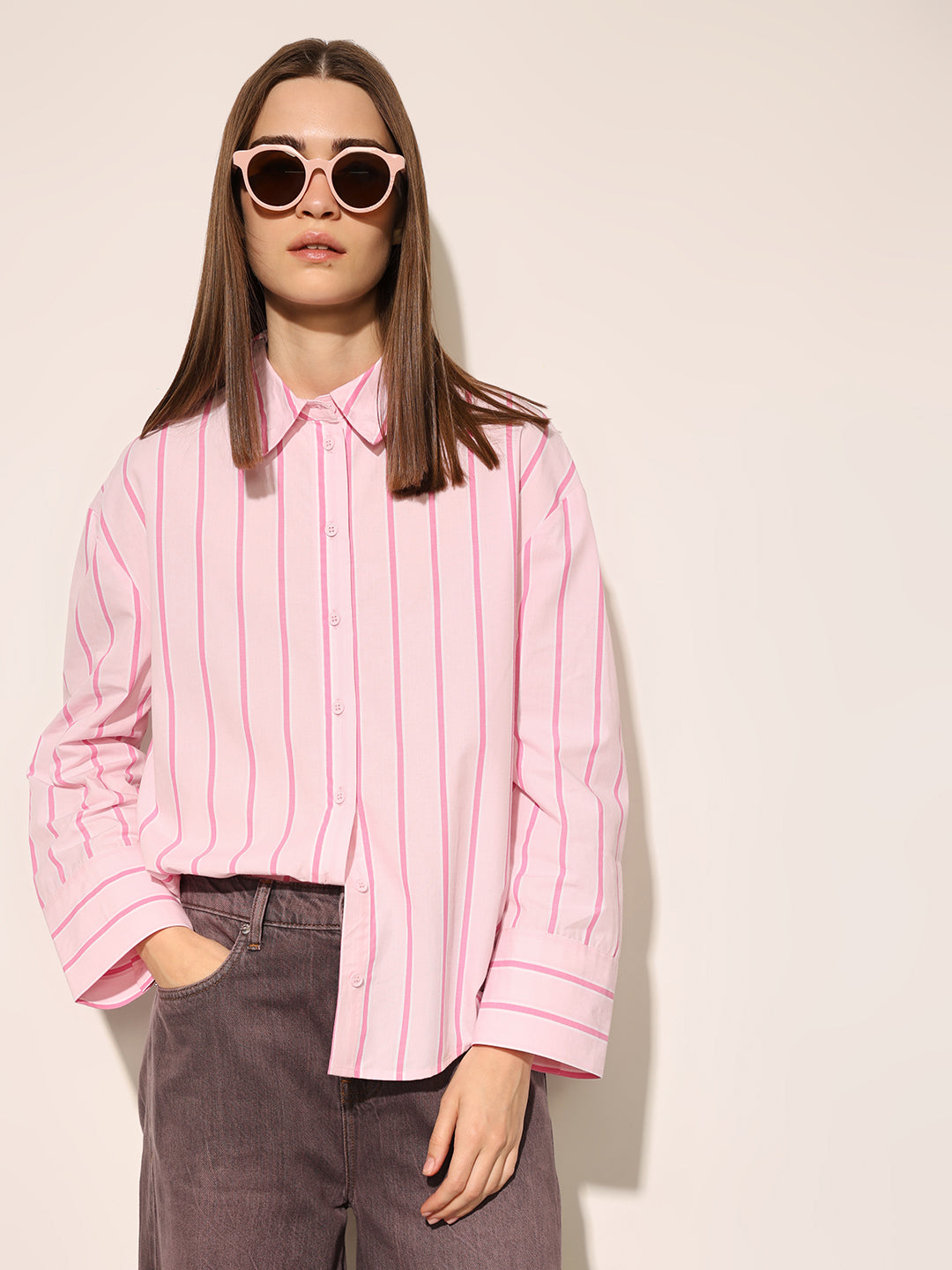 Pink Striped Cotton Shirt