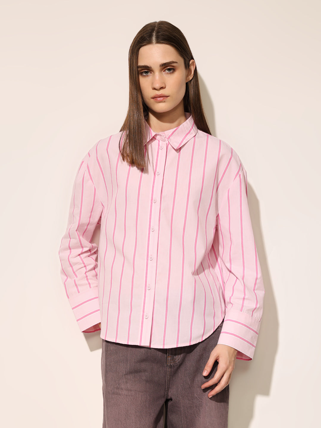 Pink Striped Cotton Shirt